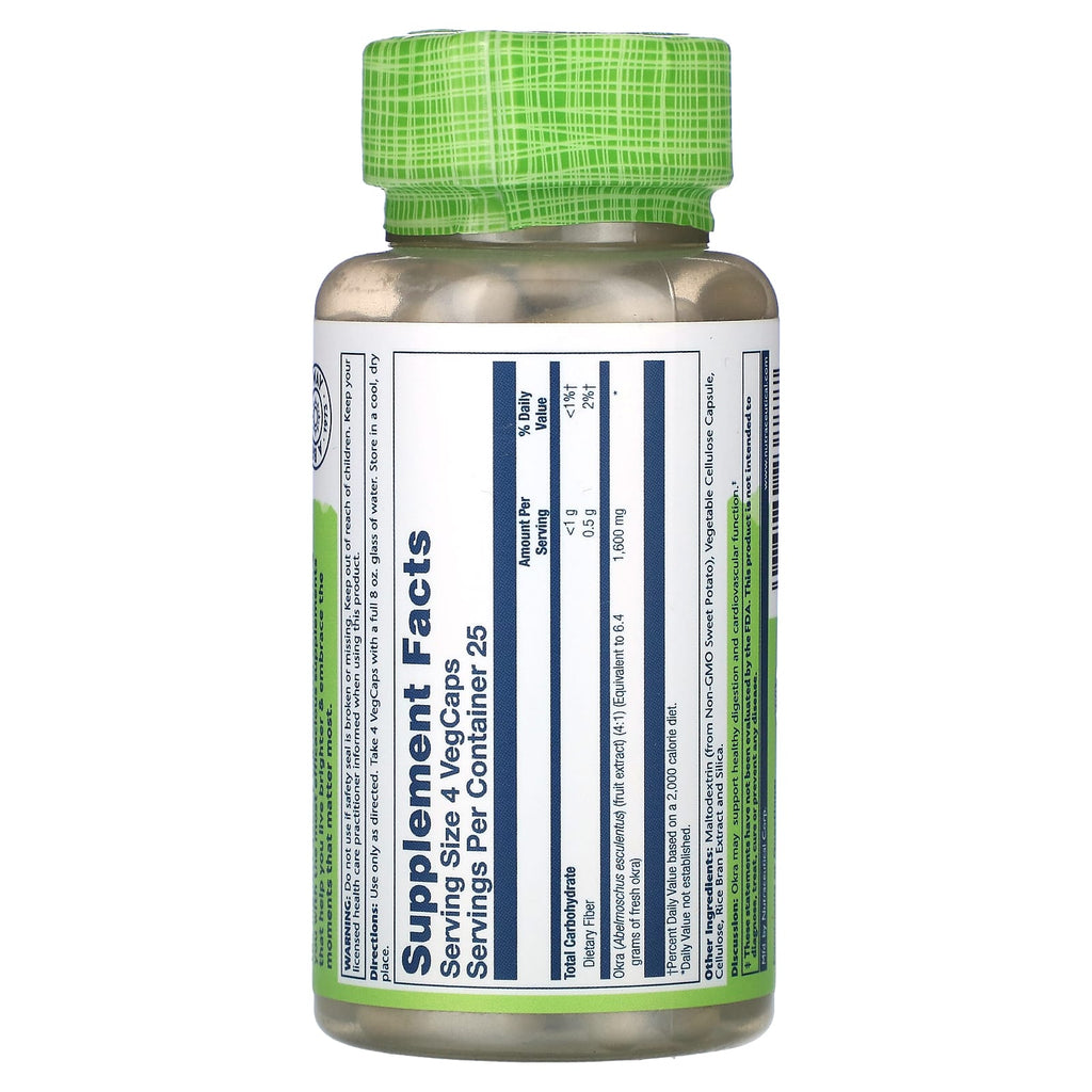 Solaray, True Herbs, Okra, 100 VegCaps (400 mg per Capsule)