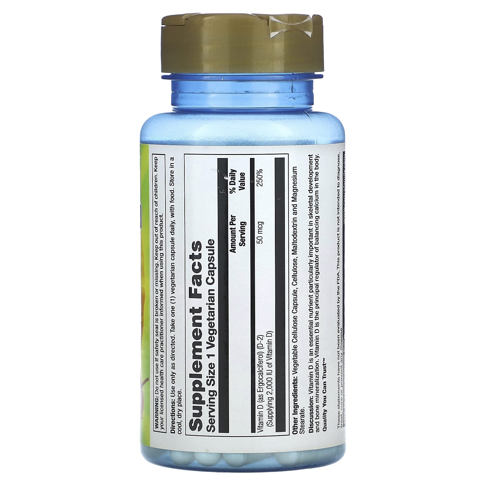 Nature's Life, Vitamin D-2, 50 mcg (2,000 IU), 90 Vegetarian Capsules