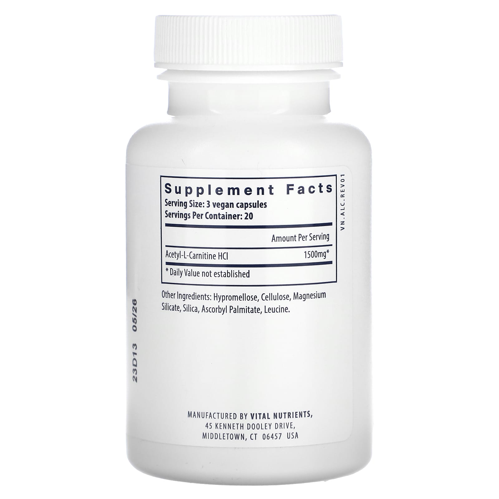 Vital Nutrients, Acetyl L-Carnitine, 500 mg, 60 Vegan Capsules