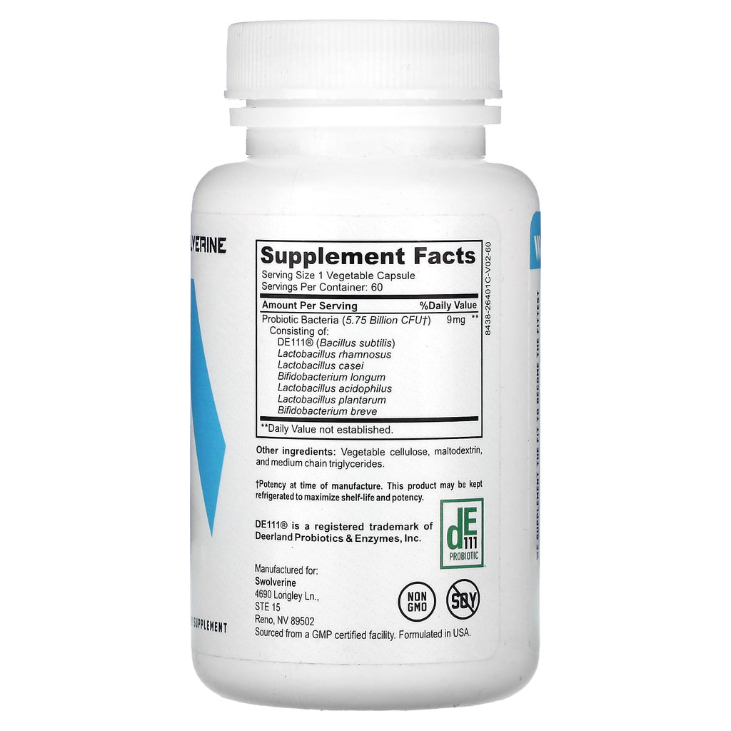 Swolverine, Probiotix, 60 Capsules (9 mg per Capsule)