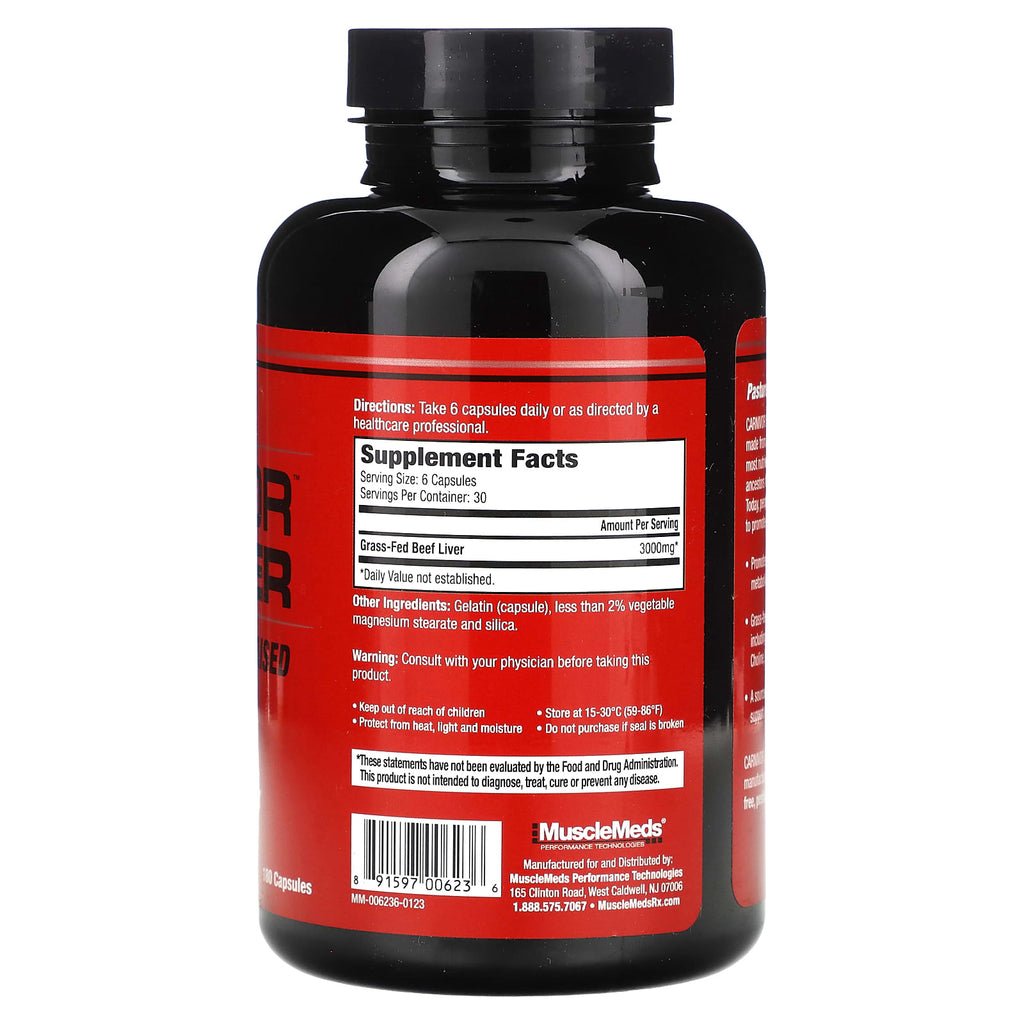 MuscleMeds, Carnivor Beef Liver, 180 Capsules (500 mg per Capsule)