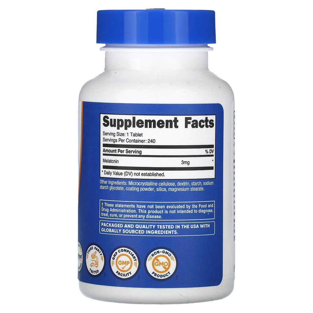 Nutricost, Melatonin, 3 mg, 240 Tablets