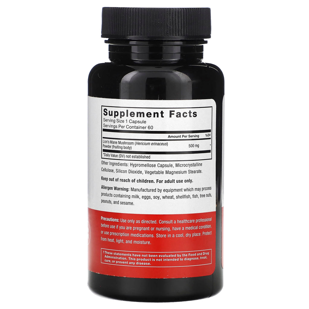 Force Factor, Lion's Mane, 500 mg , 60 Vegetable Capsules