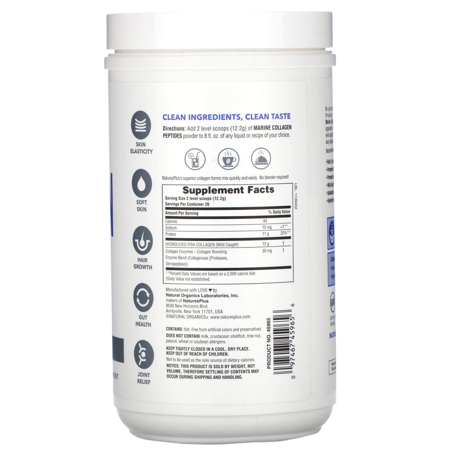 NaturesPlus, Marine Collagen Peptides, 0.53 lb (244 g)