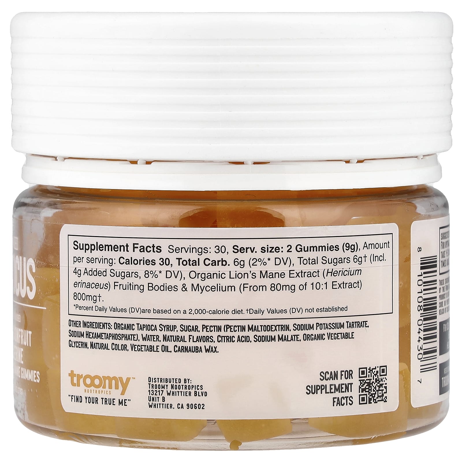 Troomy Nootropics, Focus, Functional Mushrooms Gummies, Passionfruit Tangerine, 60 Gummies