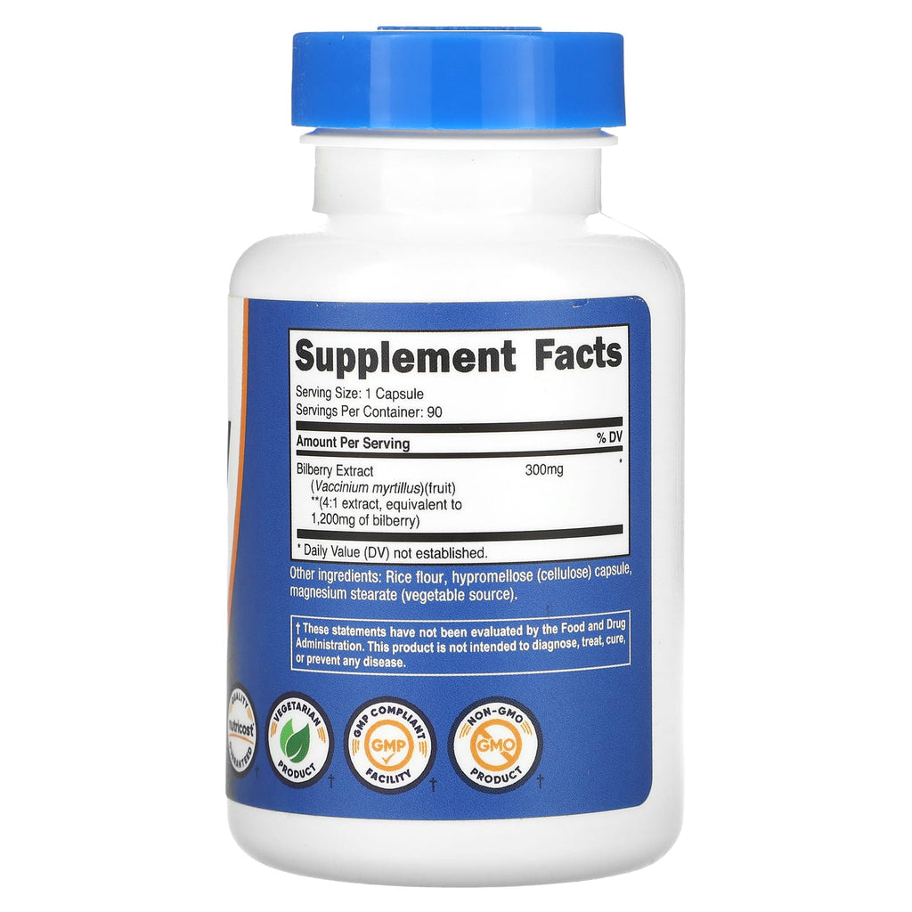 Nutricost, Bilberry, 1,200 mg, 90 Capsules