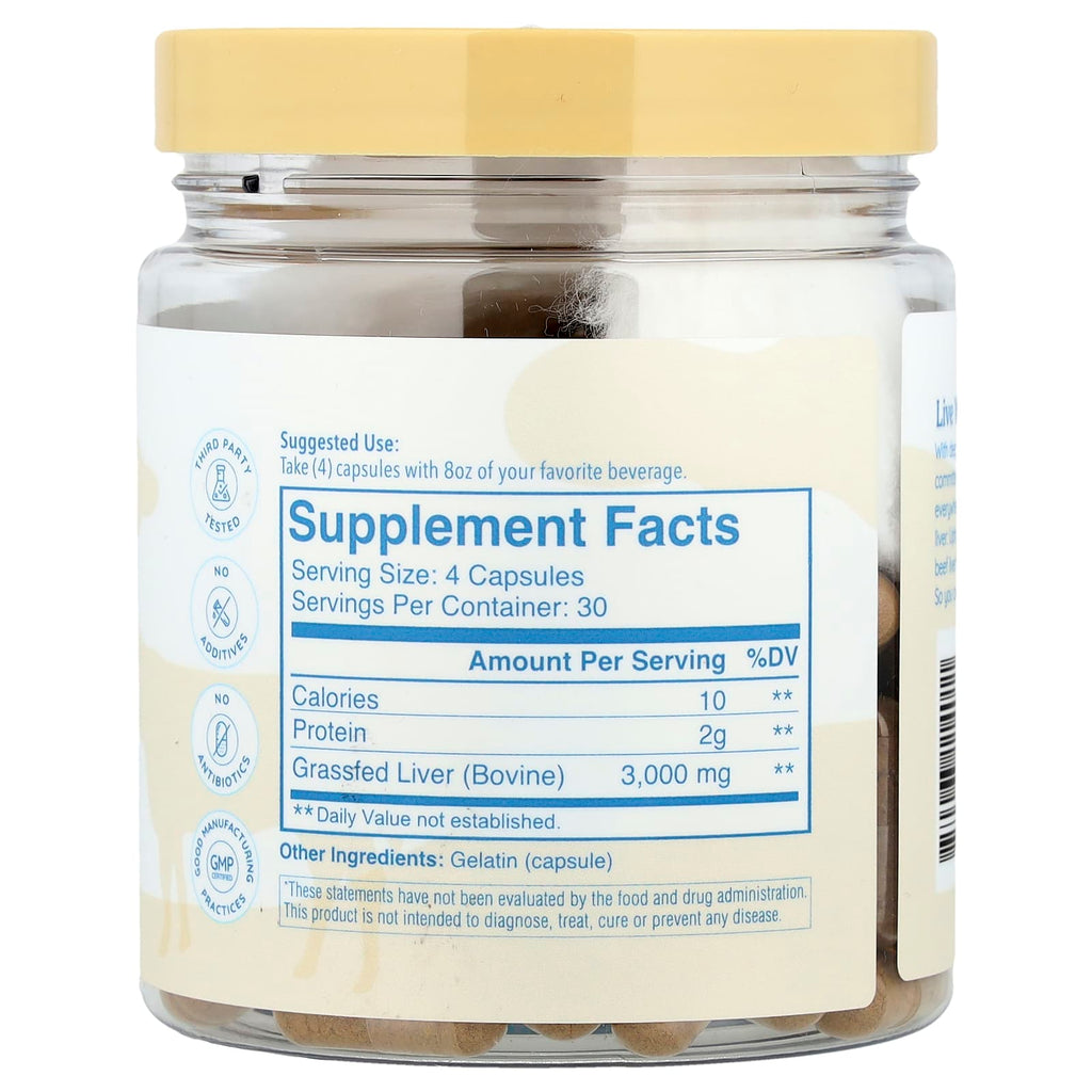 Wondercow, Grass Fed Beef Liver, 120 Capsules