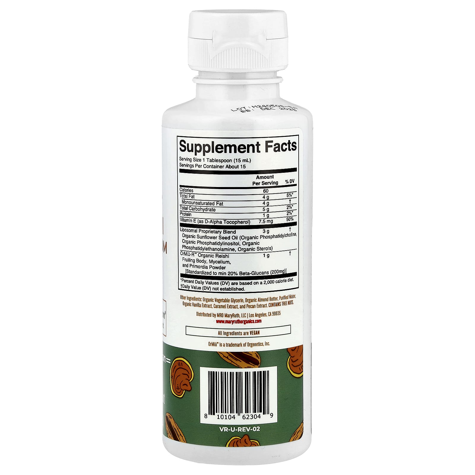 MaryRuth's, Reishi Mushroom Liposomal, Candied Pecan , 7.6 fl oz (225 ml)