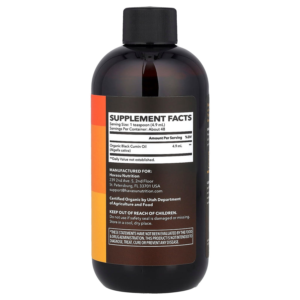 Havasu Nutrition, Organic Black Seed Oil, Unflavored, 8 fl oz (236 ml)
