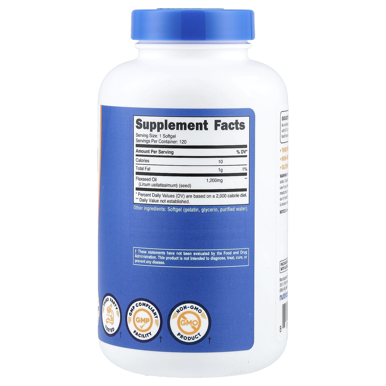 Nutricost, Flaxseed Oil, 1,200 mg, 120 Softgels