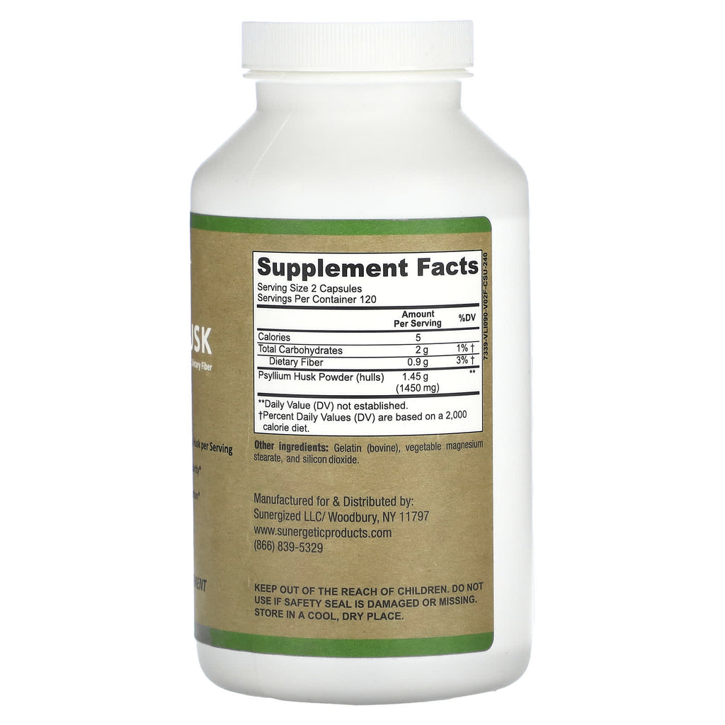 Sunergetic, Psyllium Husk Dietary Fiber, 240 Capsules (725 mg per Capsule)
