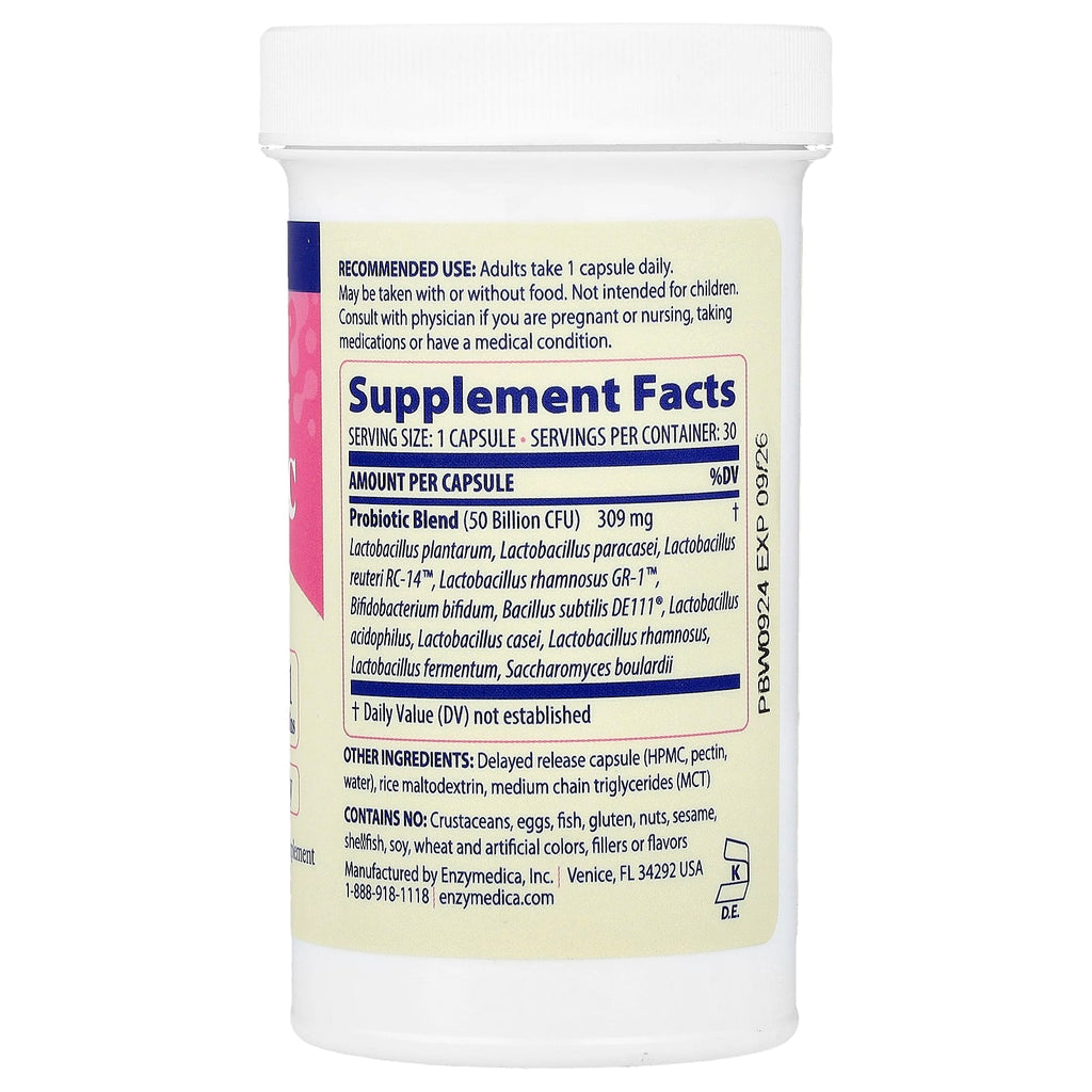 Enzymedica, SubCulture™ Probiotic For Women, 50 Billion, 30 Delayed Release Capsules