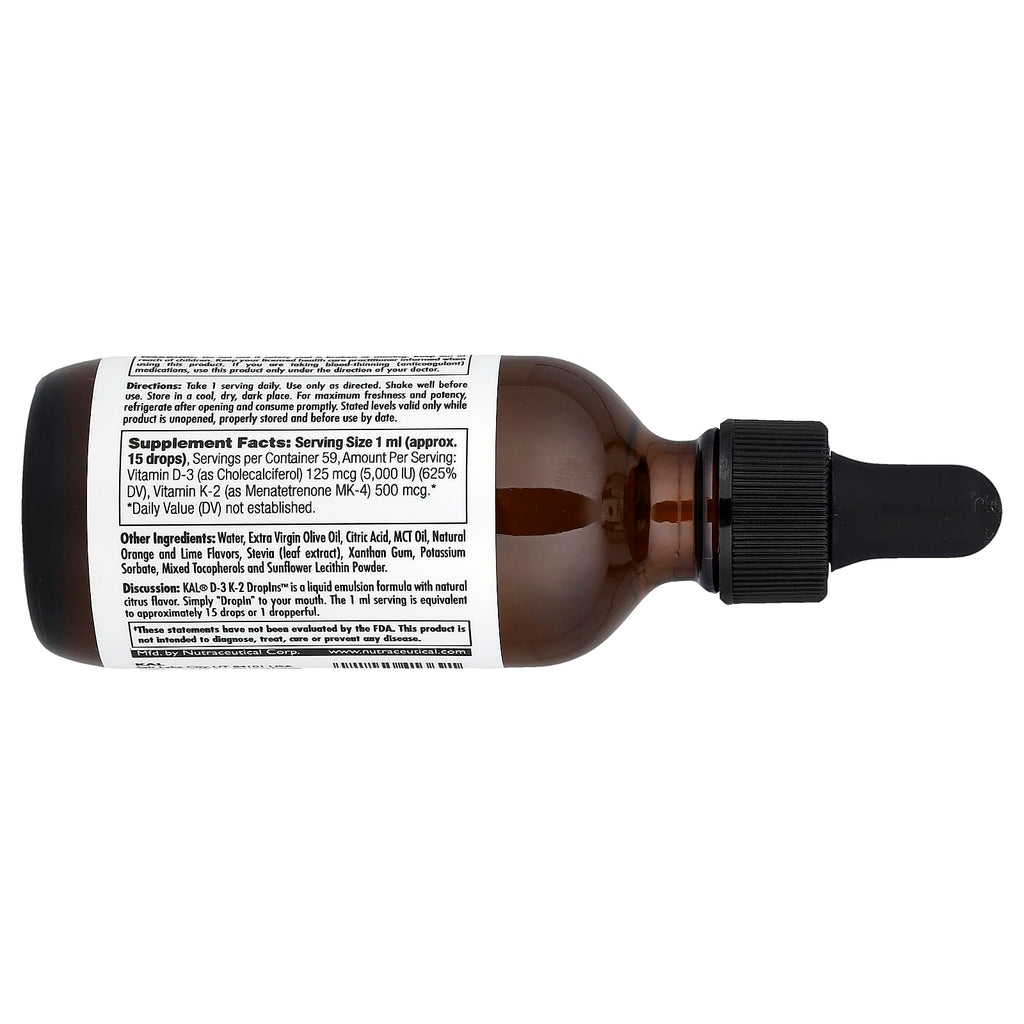 KAL, D-3 K-2 Drop, Citrus, 2 fl oz (59 ml)