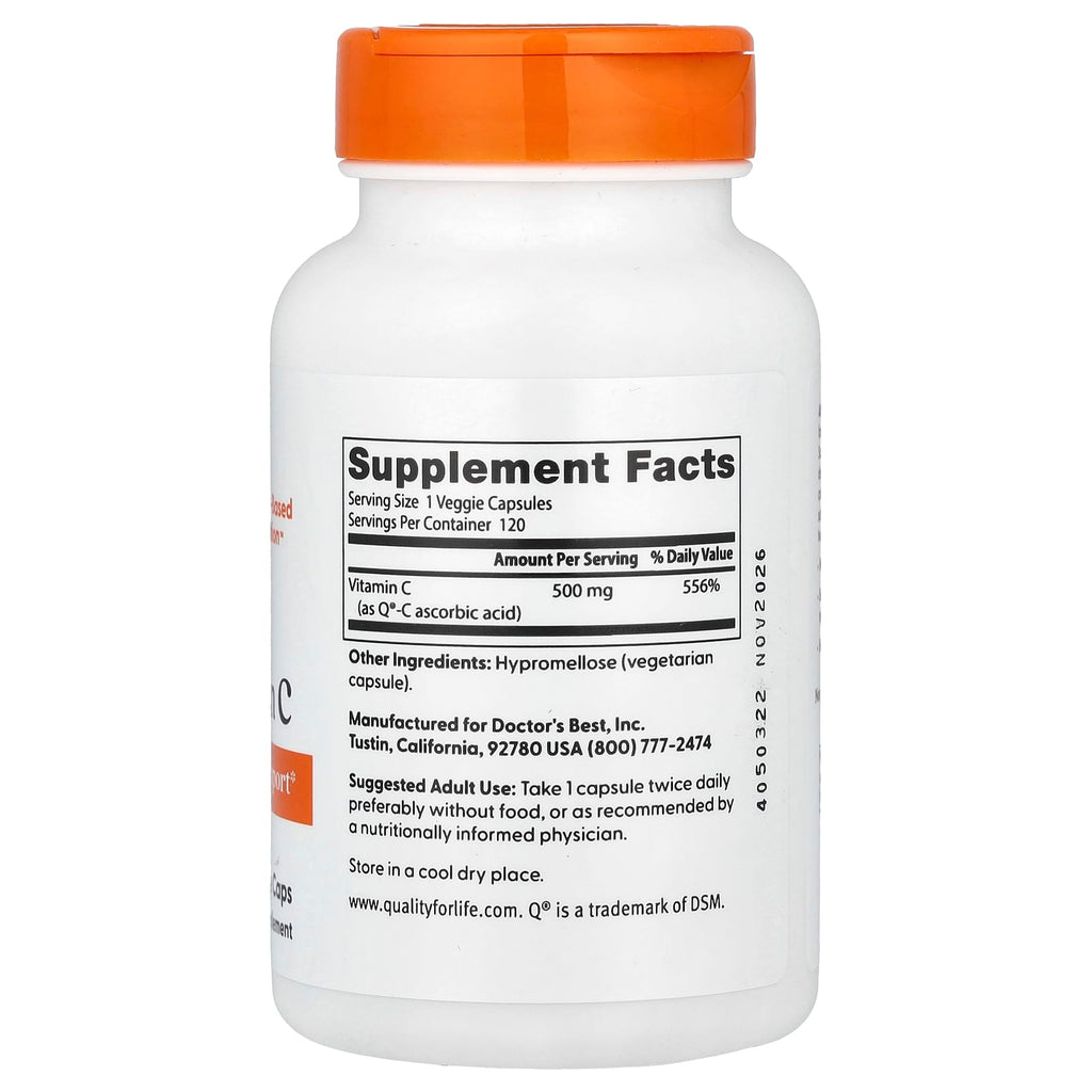Doctor's Best, Vitamin C , 500 mg, 120 Veggie Caps