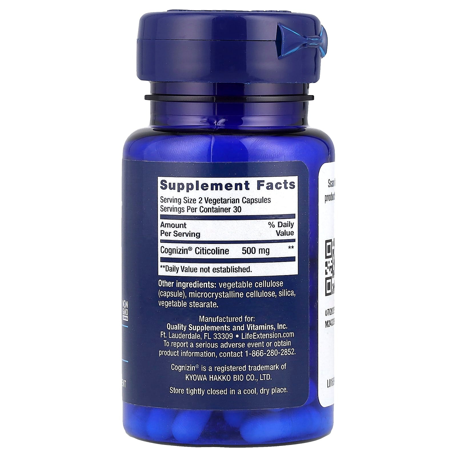 Life Extension, Citicoline (CDP-Choline), 60 Vegetarian Capsules (250 mg per Capsule)