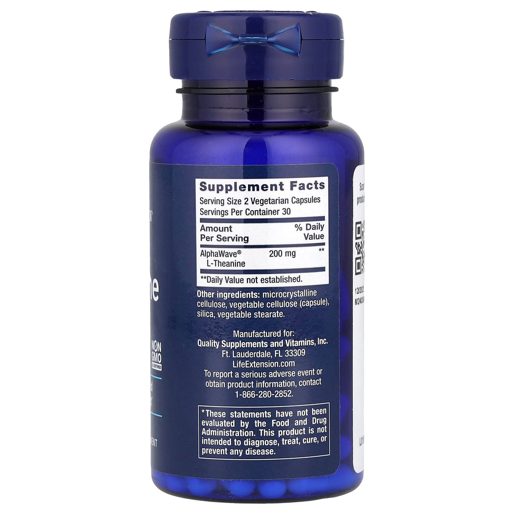 Life Extension, L-Theanine, 60 Vegetarian Capsules (100 mg per Capsule)