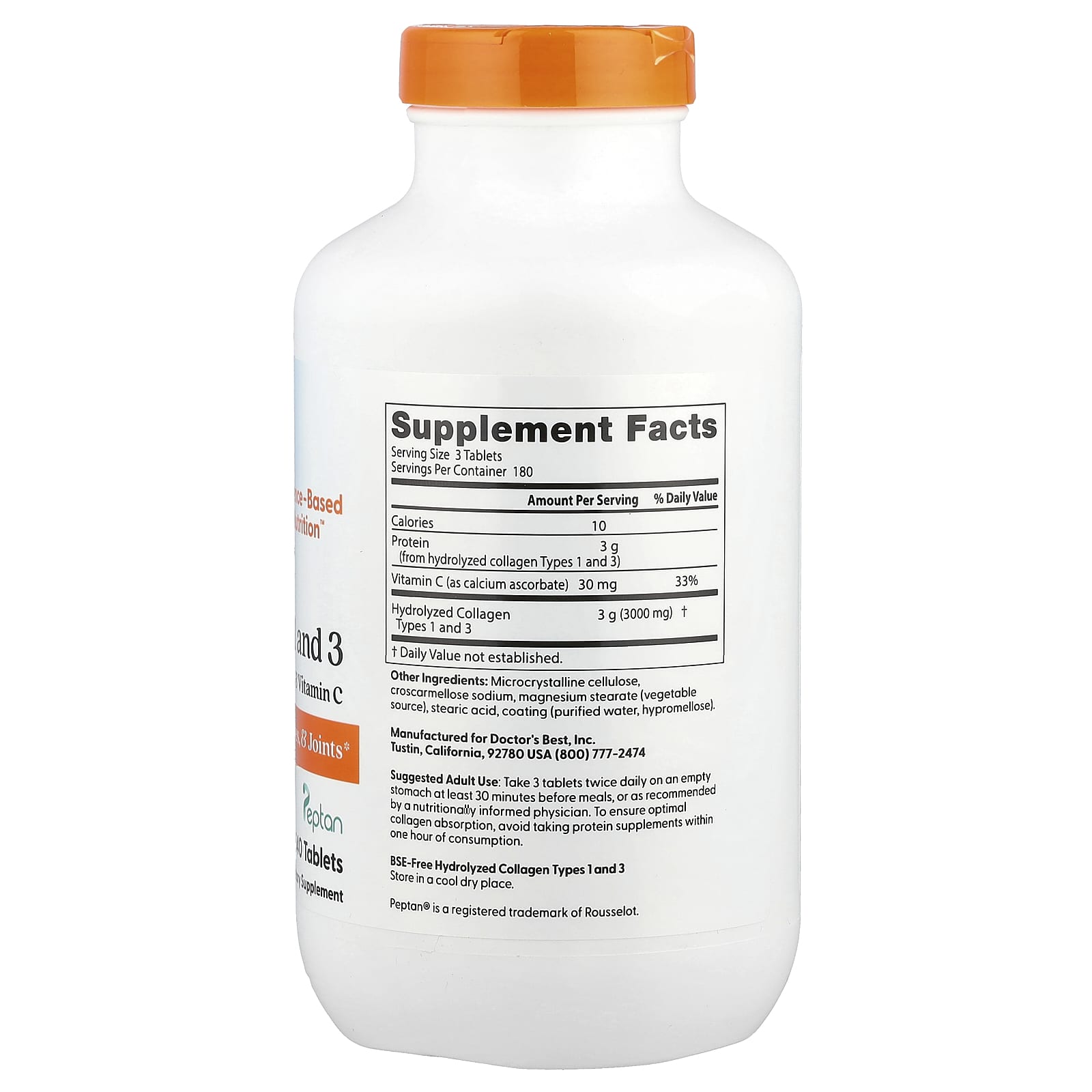 Doctor's Best, Collagen Types 1 and 3 & Vitamin C, 540 Tablets