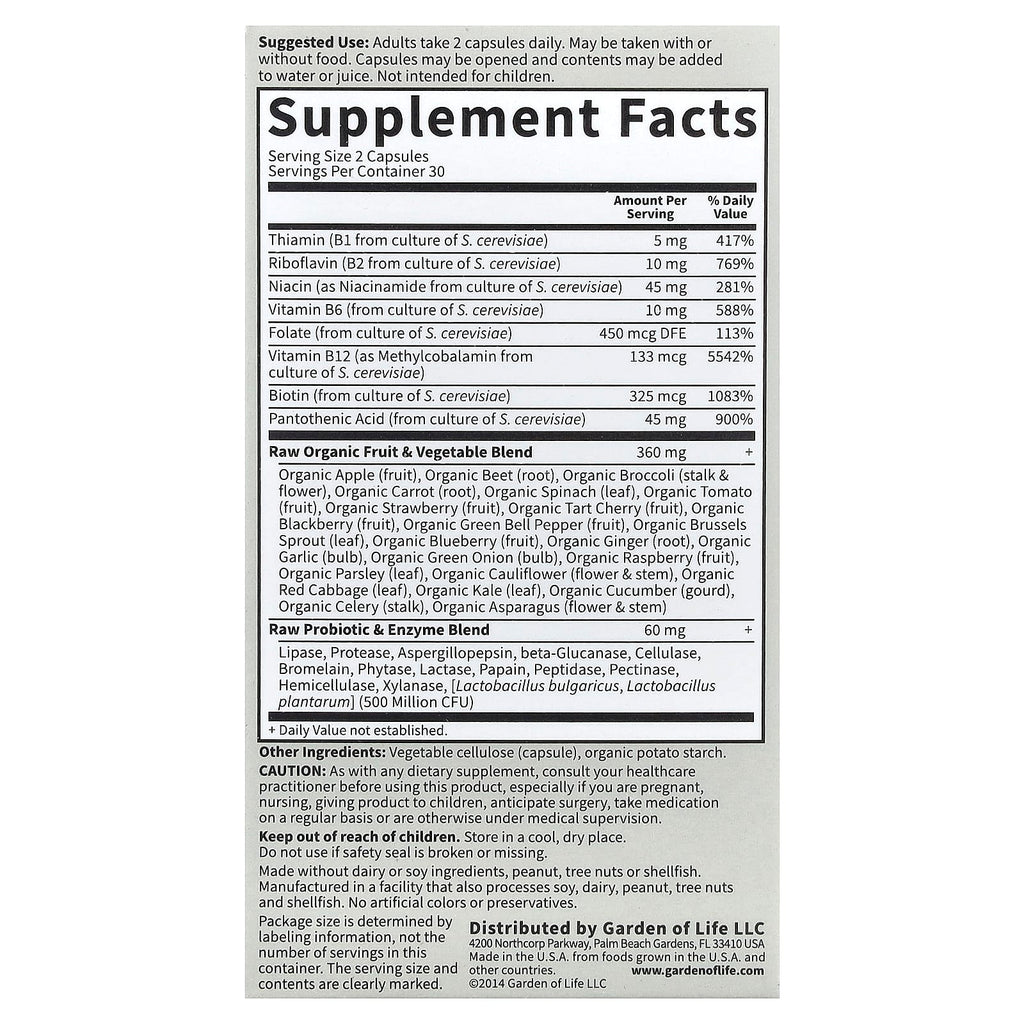 Garden of Life, Vitamin Code®, RAW B-Complex™, 60 Vegan Capsules