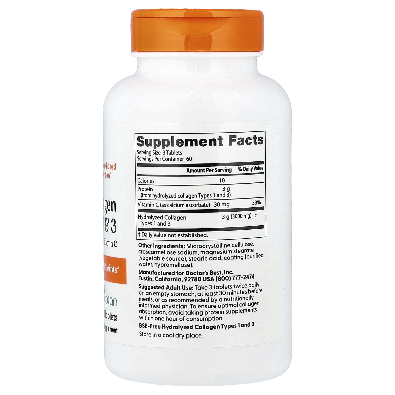 Doctor's Best, Collagen Types 1 & 3 with Vitamin C, 180 Tablets