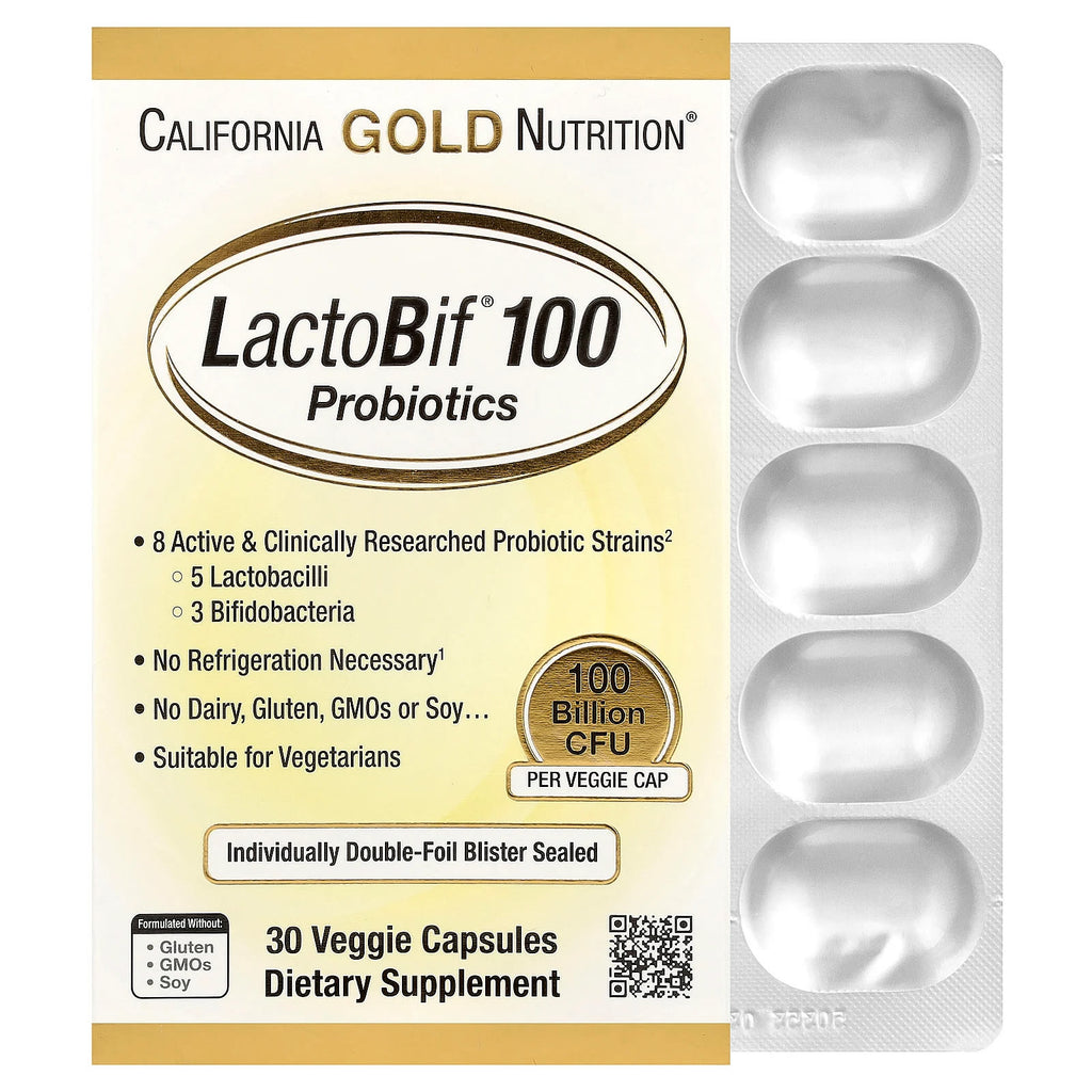 California Gold Nutrition, LactoBif® 100 Probiotics, 100 Billion CFU, 30 Veggie Capsules