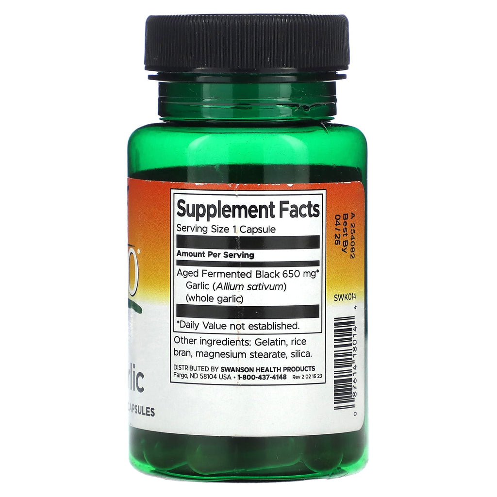 Swanson, Kyoto, Aged Black Garlic, 30 Capsules (650 mg per Capsule)