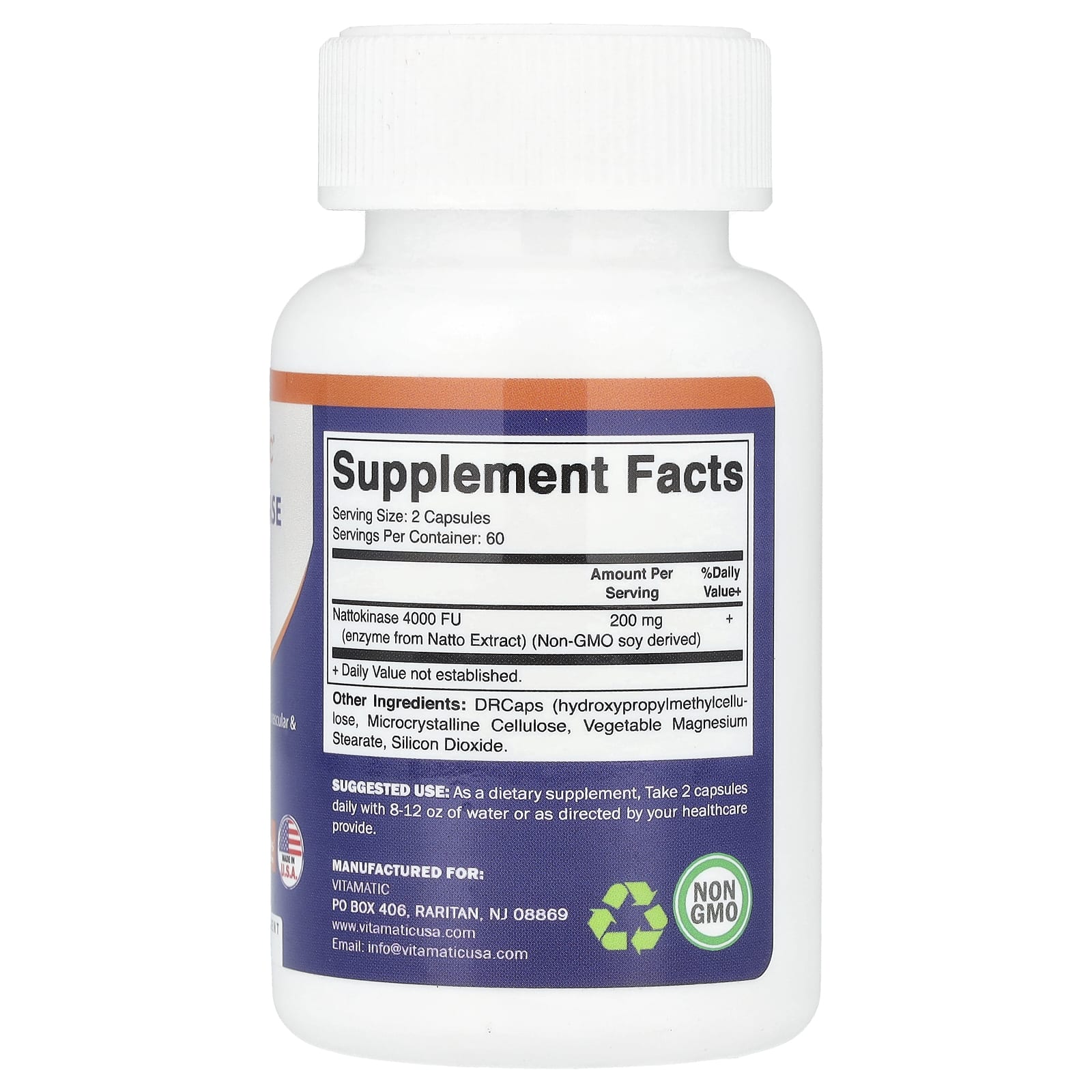 Vitamatic, Nattokinase, 120 DRcaps® Hypromellose Capsules (100 mg per Capsule)