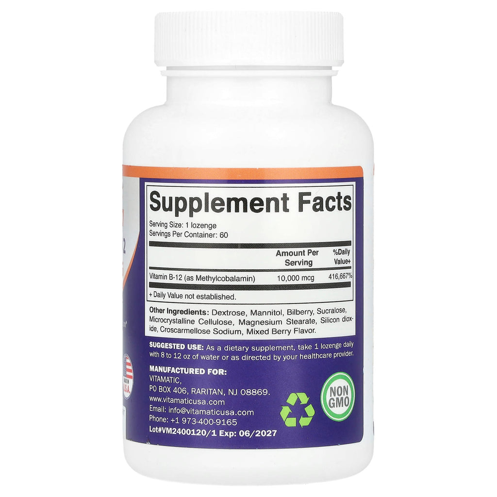 Vitamatic, Methyl B-12, 10,000 MCG, 60 Lozenges