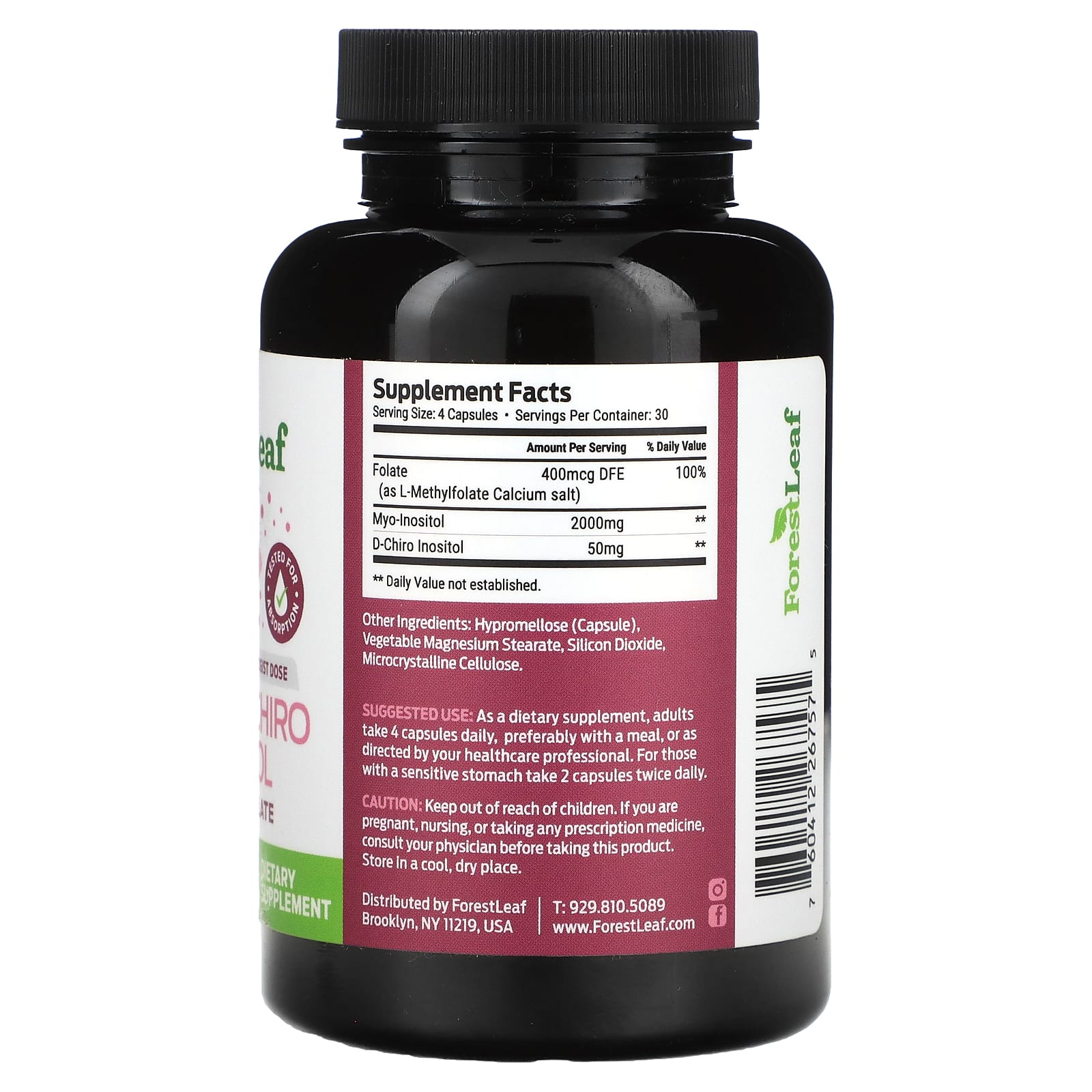 Forest Leaf, Myo & D-Chiro Inositol, 120 Vegetable Capsules