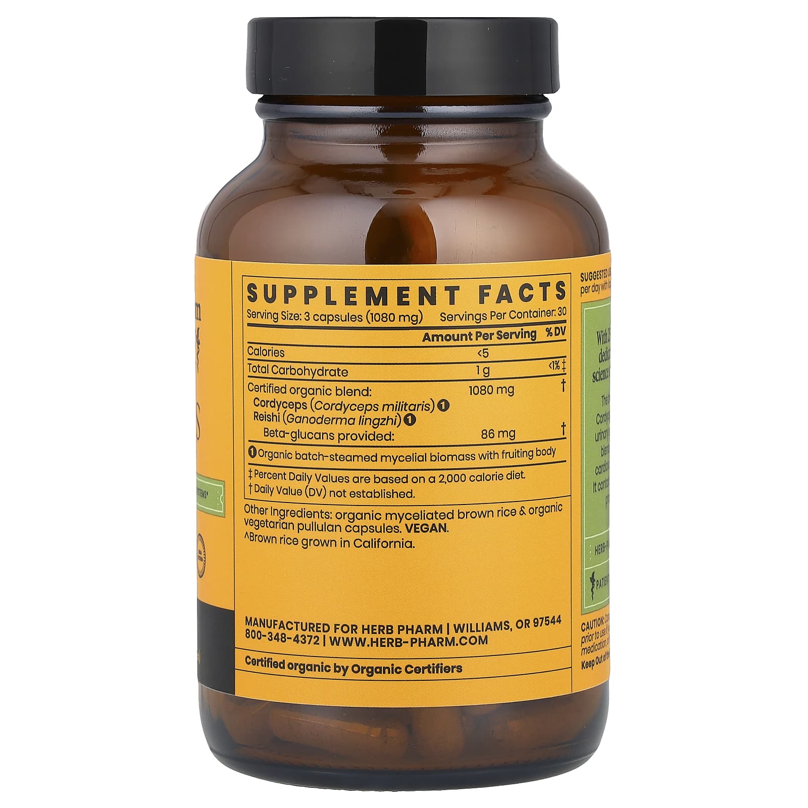 Herb Pharm, Mushroom Wellness™, Cordyceps, Blend with Reishi, 90 Vegetarian Capsules