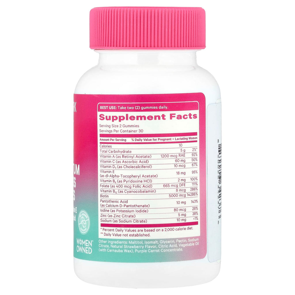 Pink Stork, Postpartum Hair Loss Gummies, Strawberry, 60 Gummies