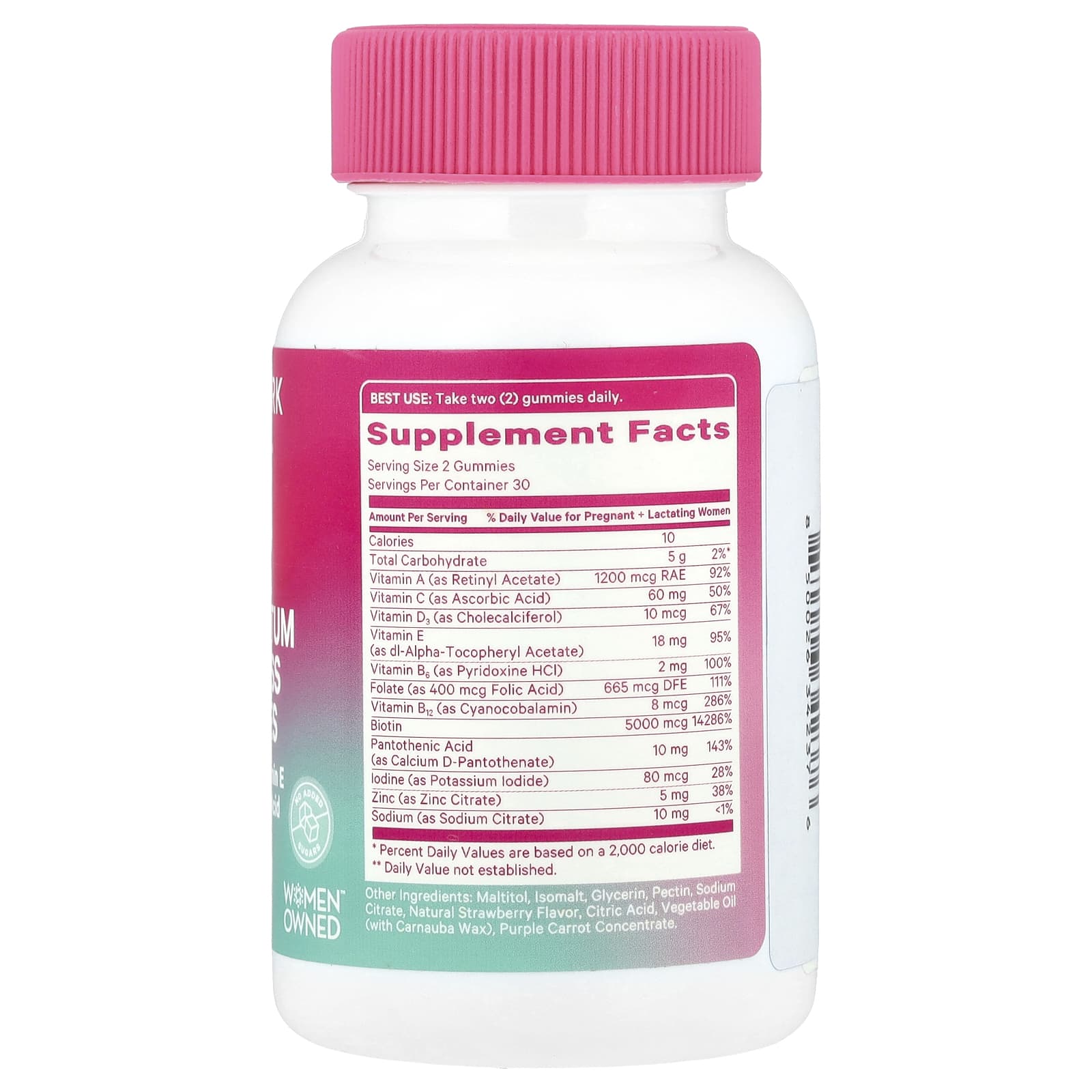 Pink Stork, Postpartum Hair Loss Gummies, Strawberry, 60 Gummies