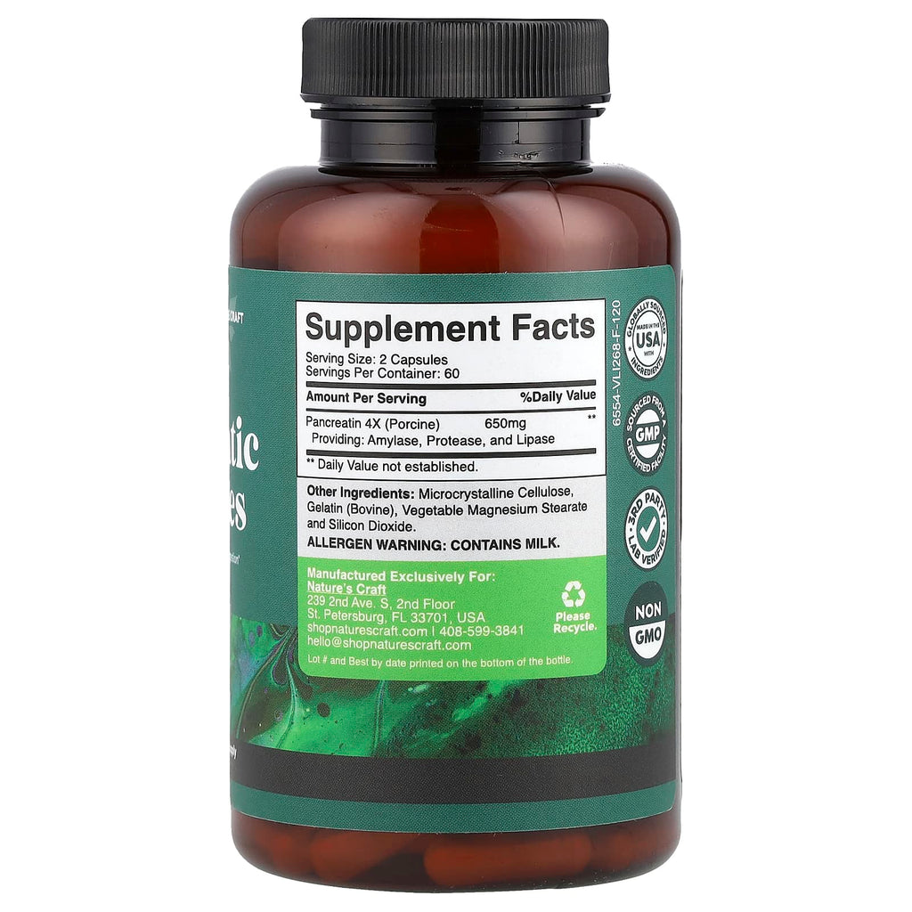Nature's Craft, Pancreatic Enzymes, 120 Capsules (325 mg per Capsule)