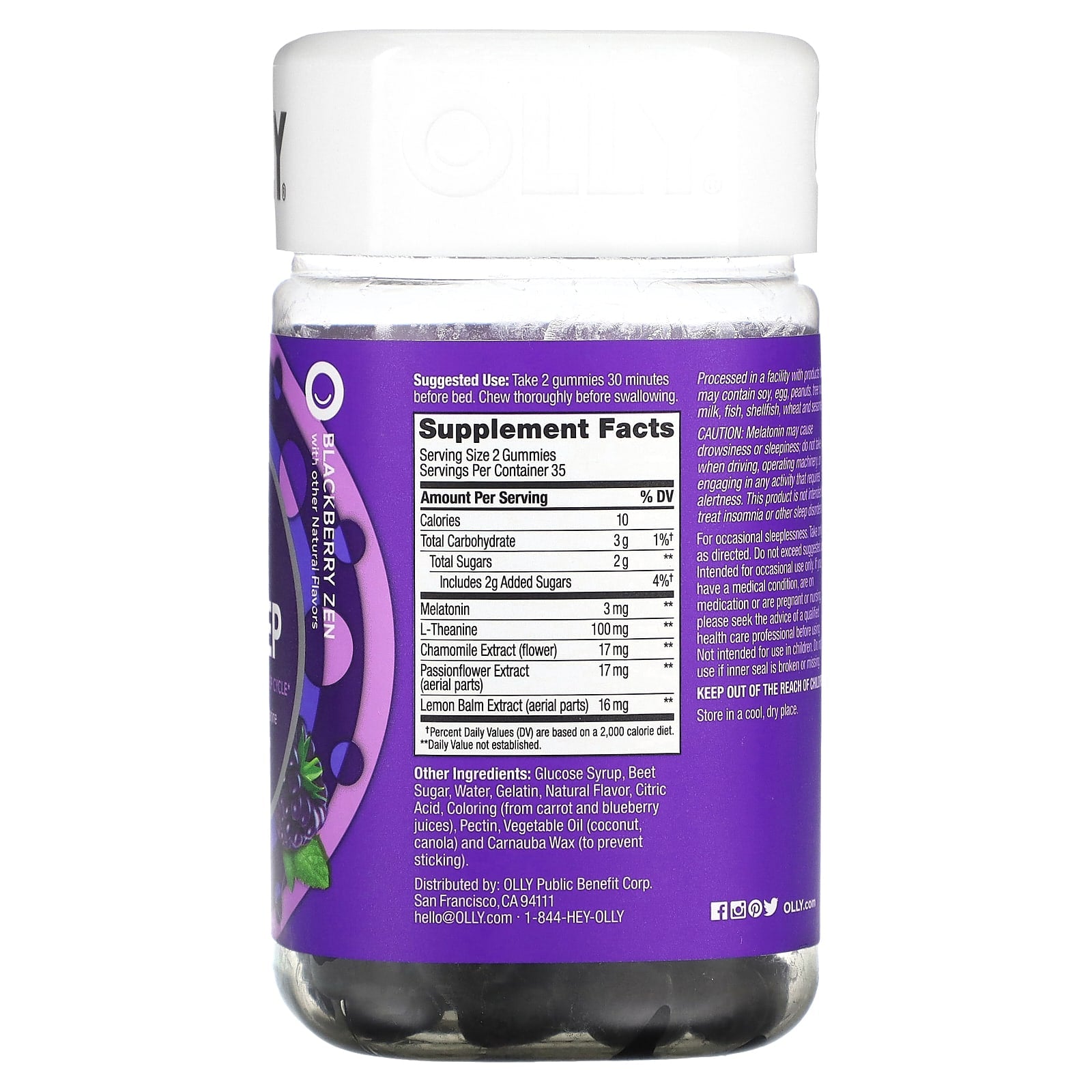 OLLY, Sleep, Blackberry Zen, 70 Gummies
