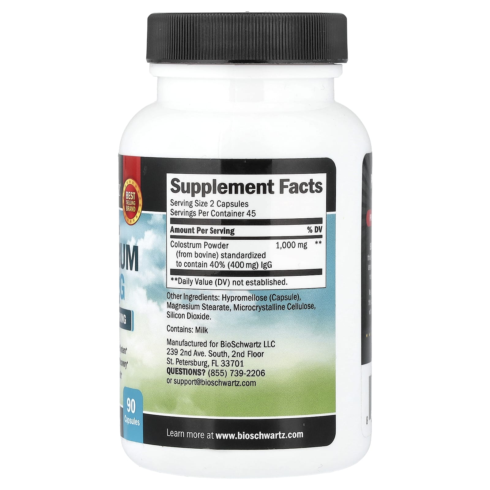 BioSchwartz, Grass Fed Colostrum 40% IgG, 90 Capsules (500 mg per Capsule)