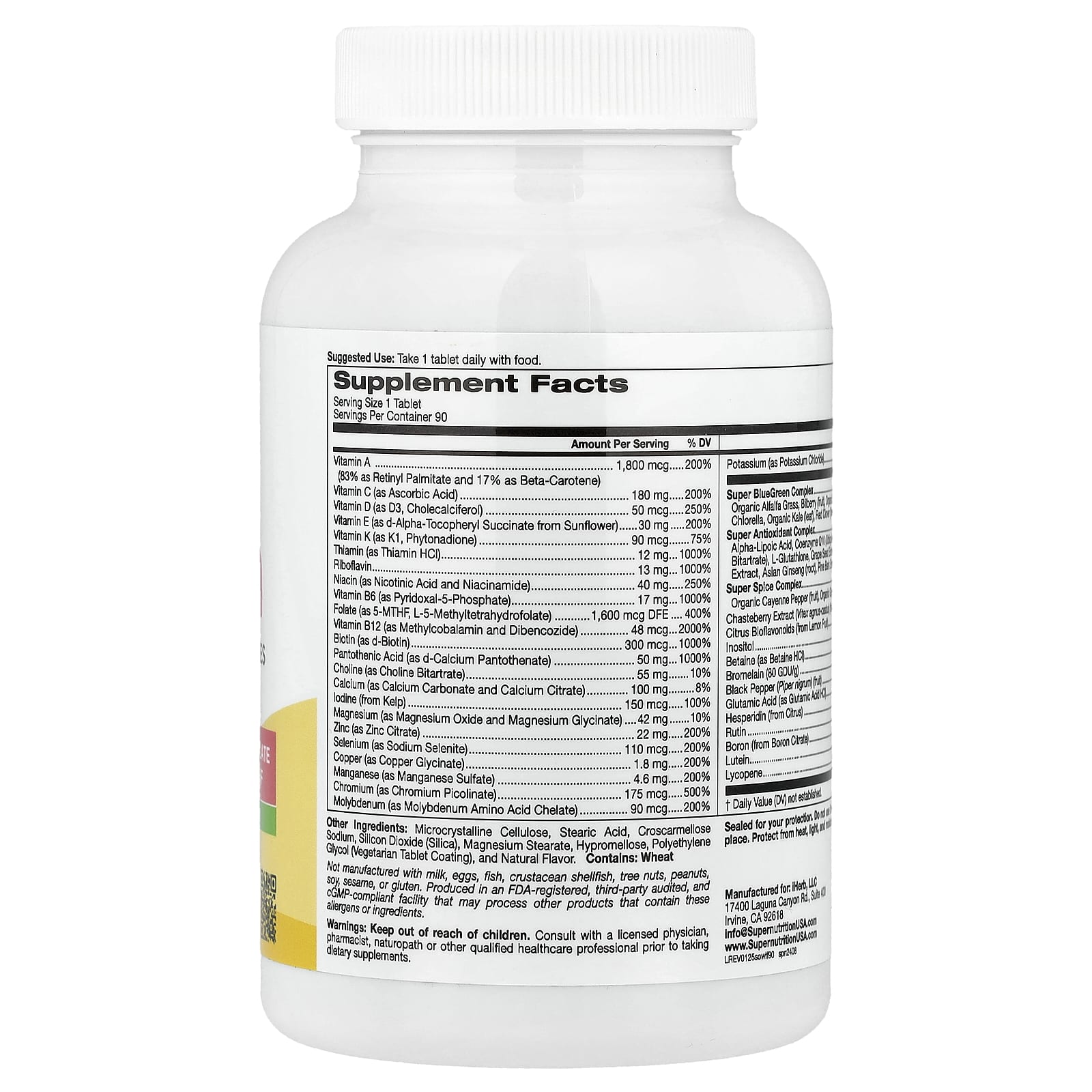 Super Nutrition, Simply One®, Women's Multivitamin with Super Complexes, Iron Free, 90 Tablets
