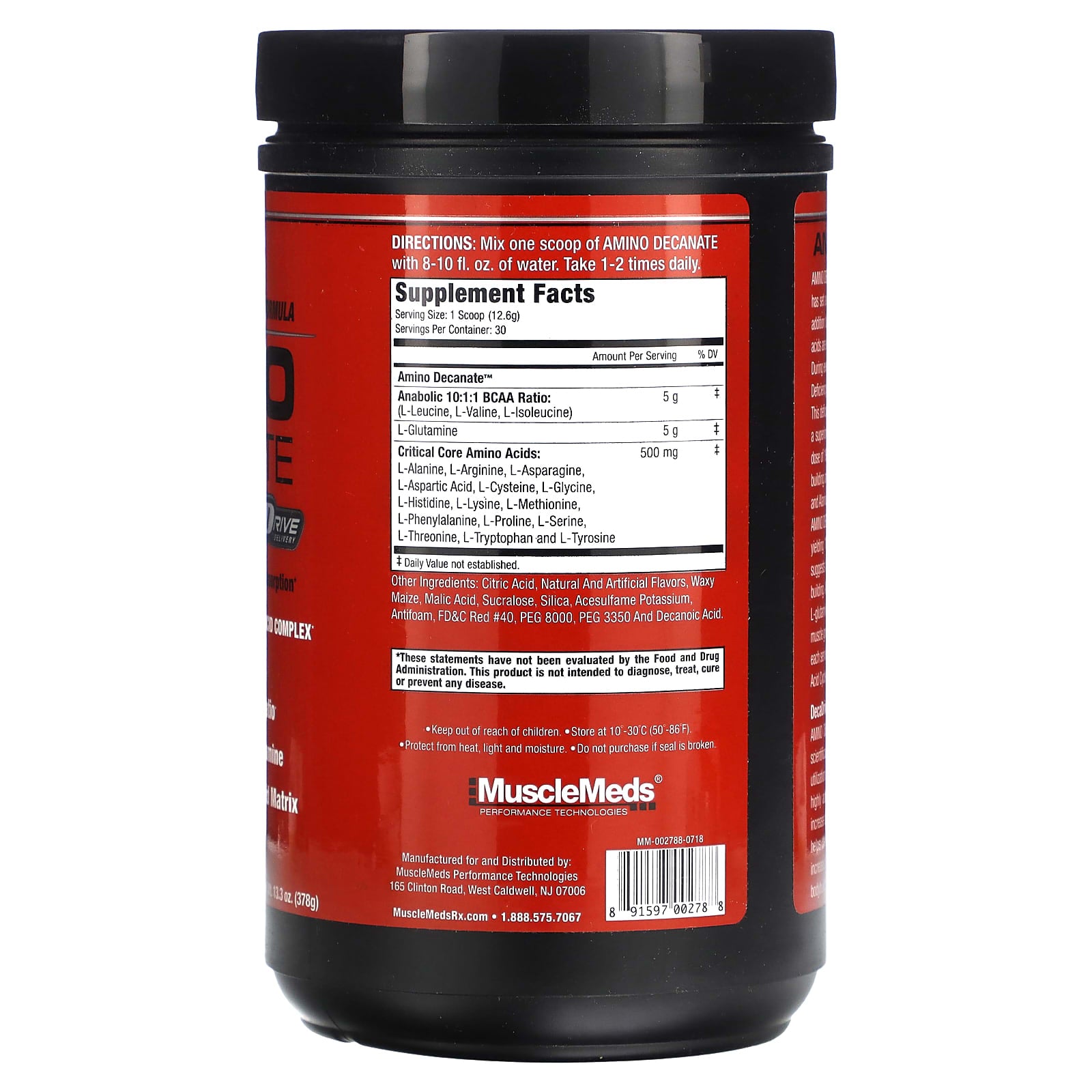 MuscleMeds, Amino Decanate, Watermelon, 13.3 oz (378 g)