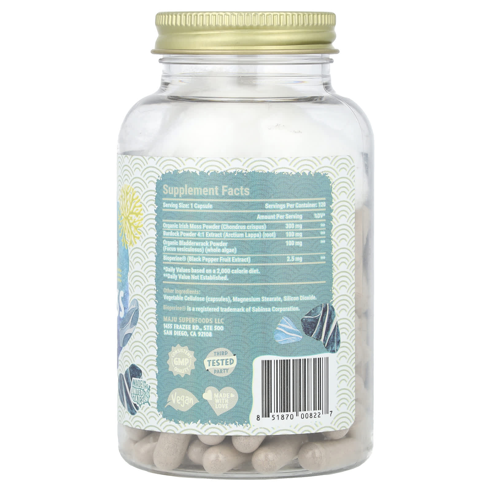 Maju Superfoods, Wild Sea Moss, 120 Capsules