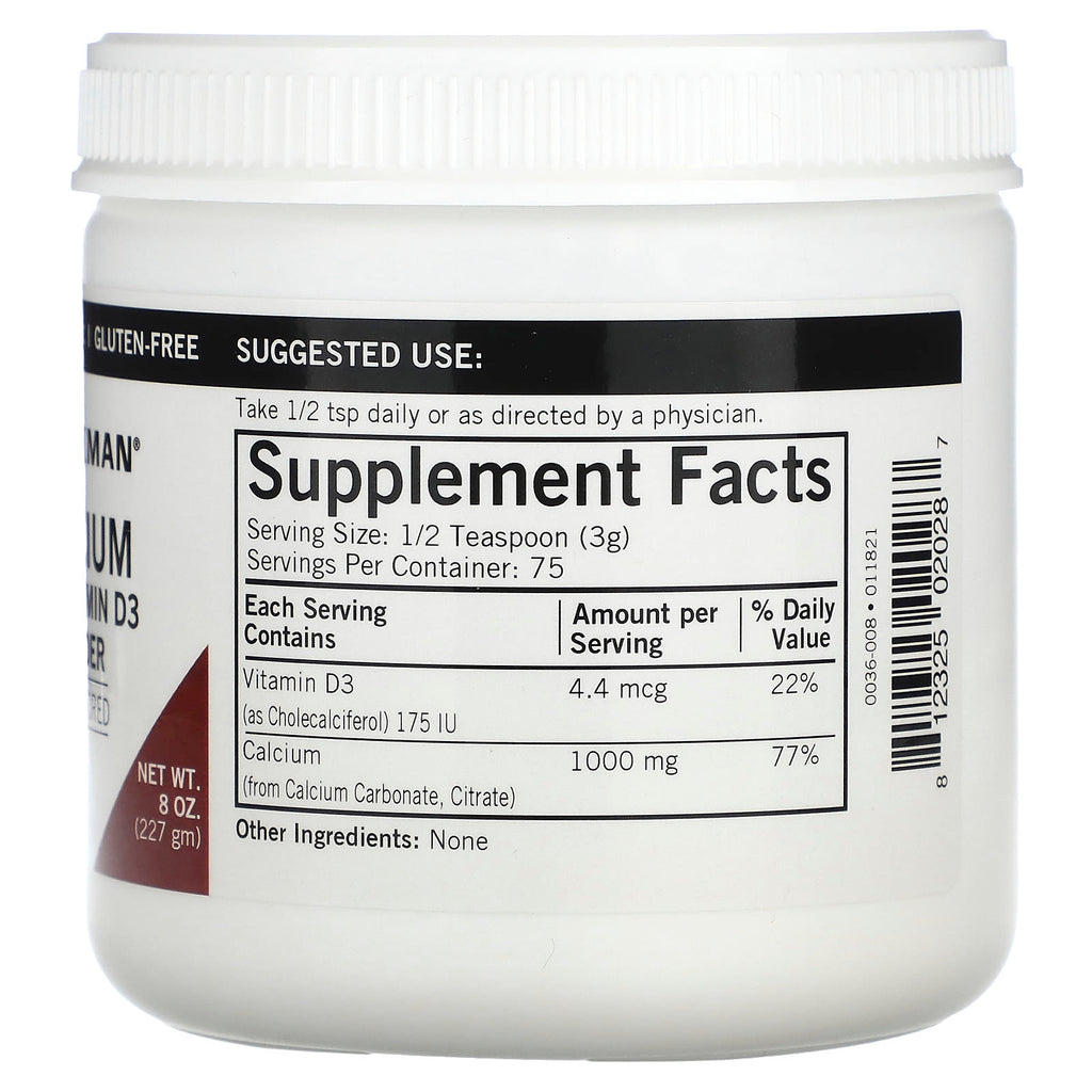 Kirkman Labs, Calcium With Vitamin D3 Powder, Unflavored, 8 oz (227 g)