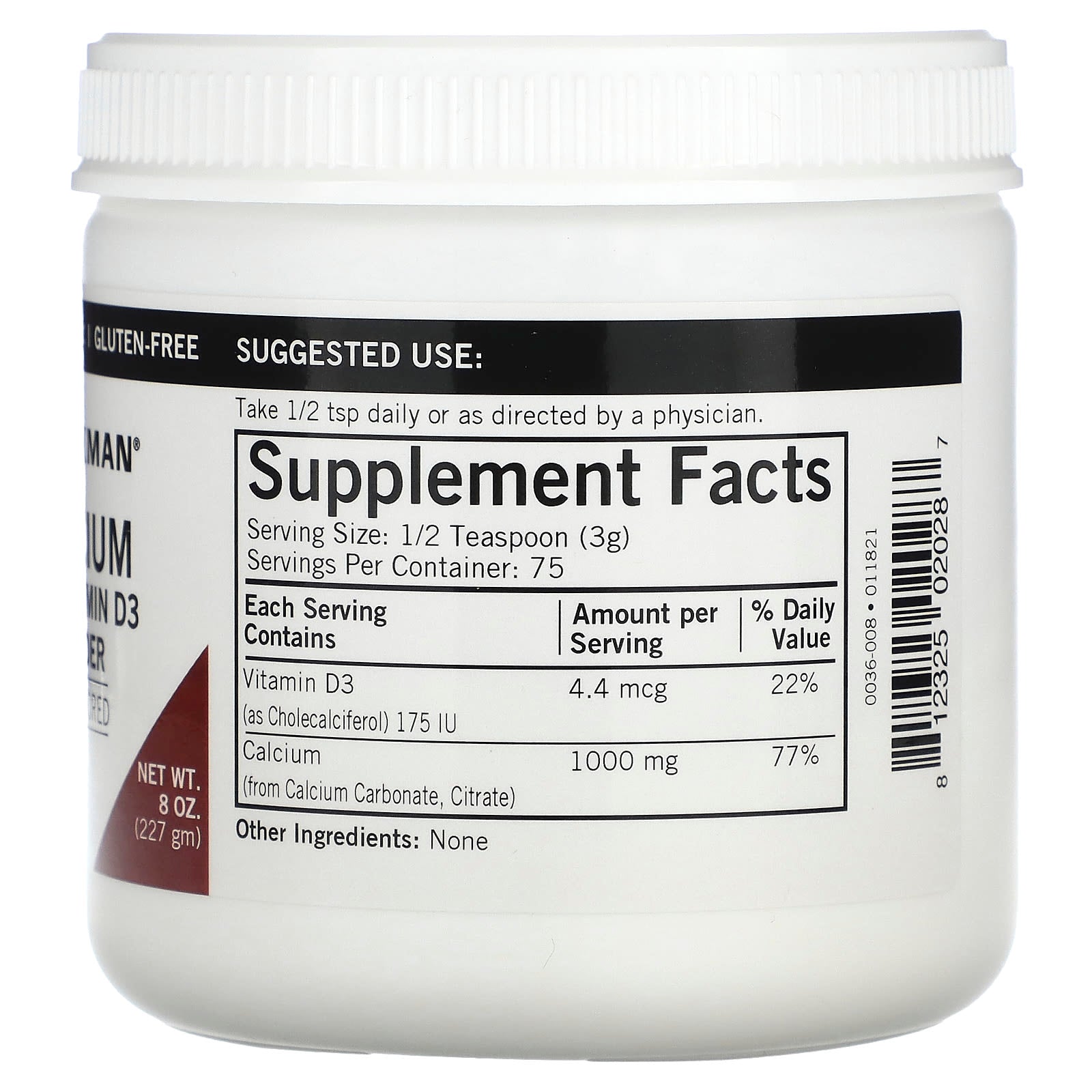 Kirkman Labs, Calcium With Vitamin D3 Powder, Unflavored, 8 oz (227 g)