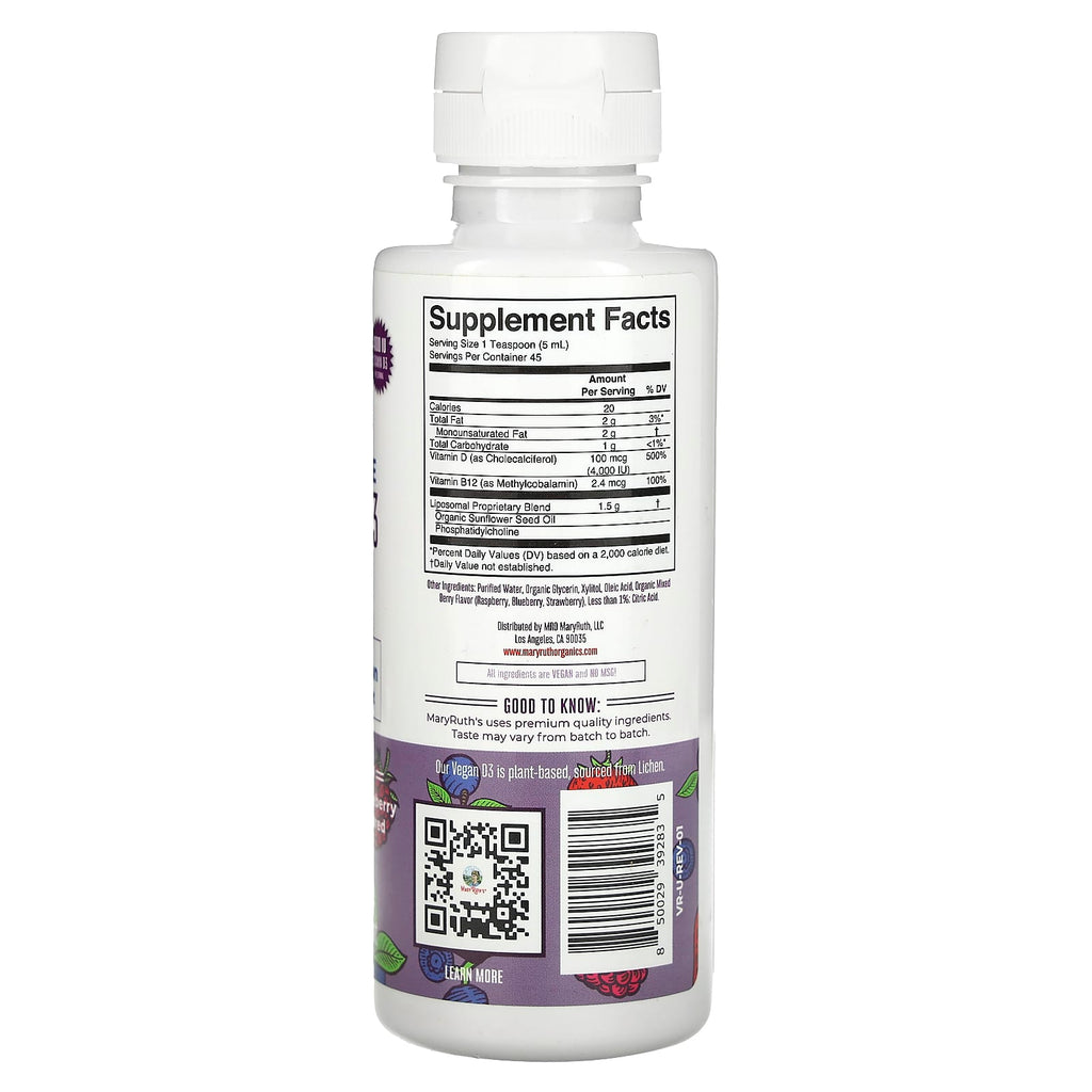 MaryRuth's, Megadose Vitamin D3, Liposomal, Mixed Berry, 4,000 IU, 7.6 fl oz (225 ml)