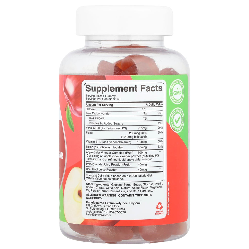 Phytoral, Apple Cider Vinegar Gummies With The Mother, Apple, 60 Gummies