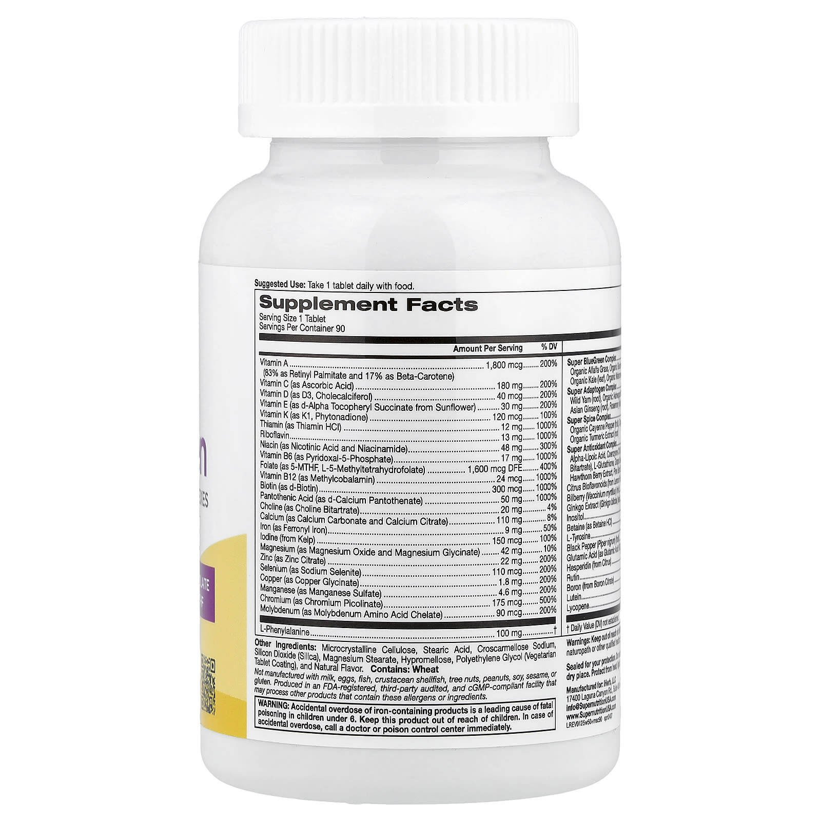 Super Nutrition, Simply One®, 50+ Women Multivitamin with Super Complexes, 90 Tablets