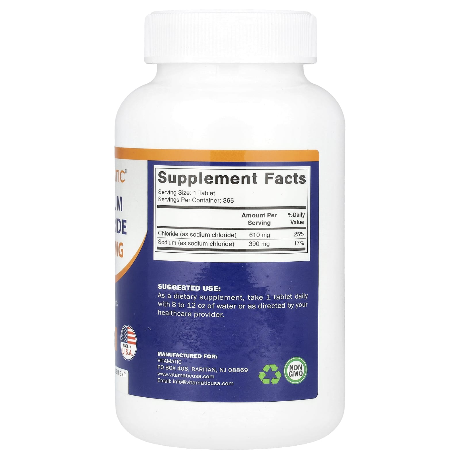Vitamatic, Sodium Chloride, 1,000 mg, 365 Tablets