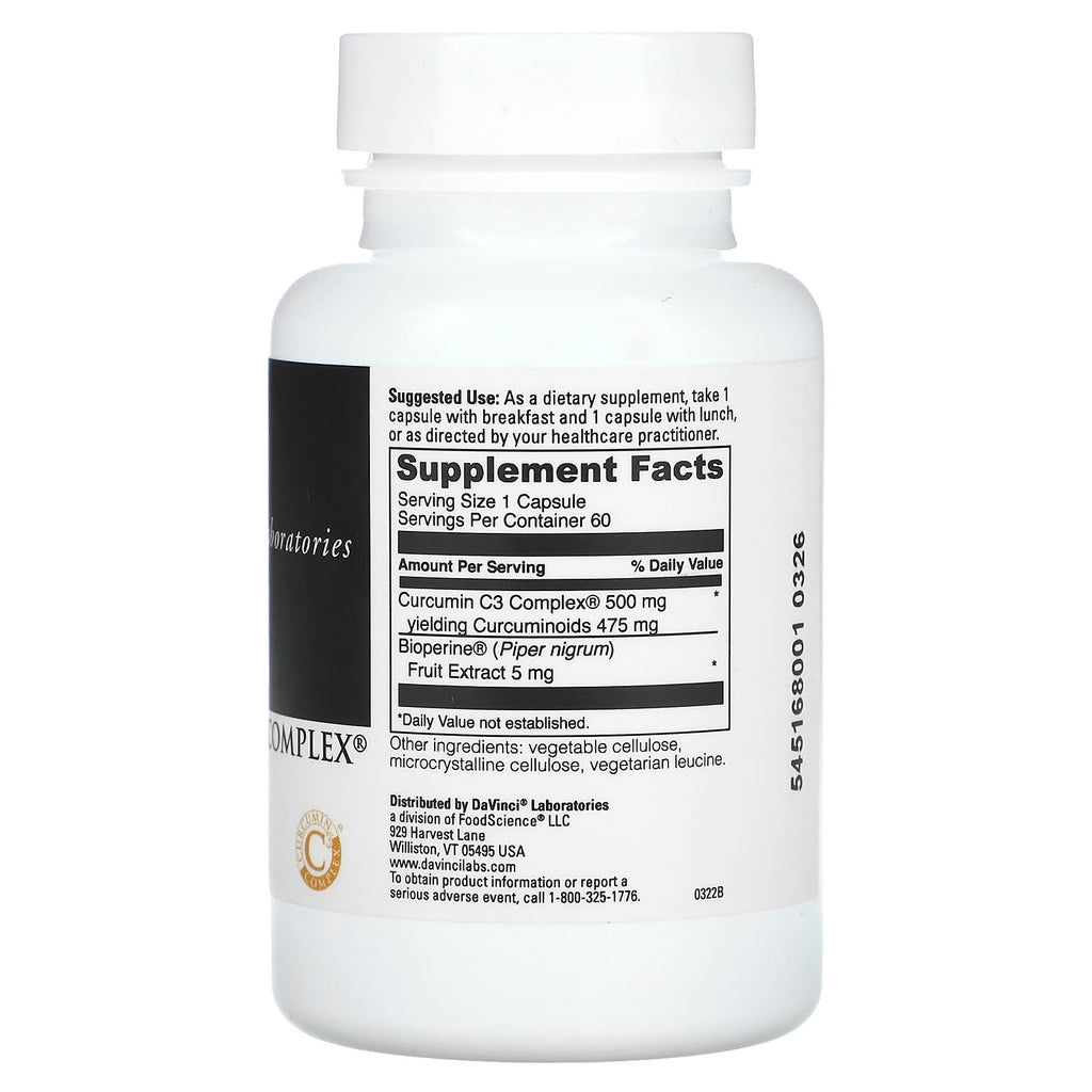 DaVinci Laboratories, Curcumin C3 Complex, 500 mg, 60 Capsules