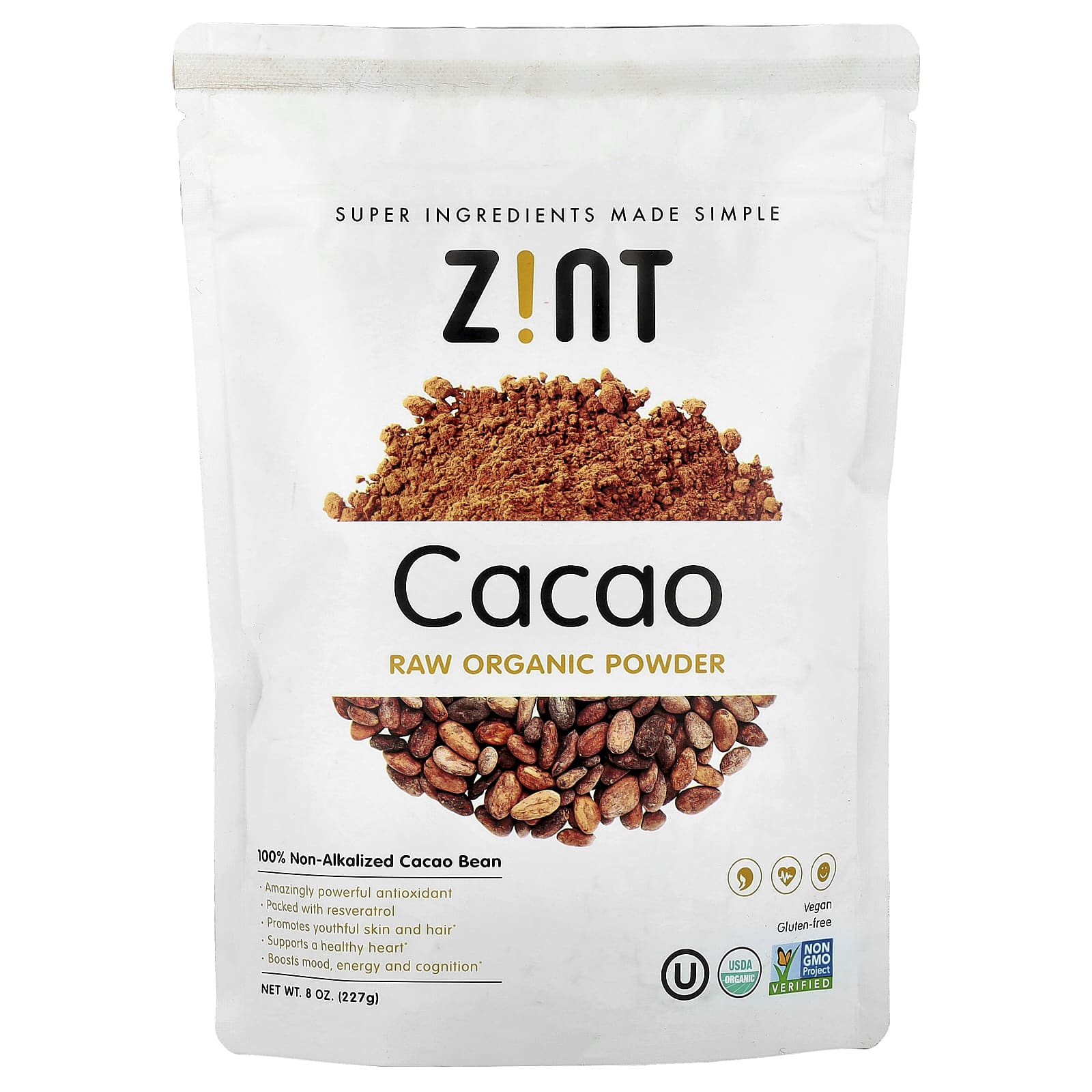 Zint, Raw Organic Powder, Cacao, 8 oz (227 g)