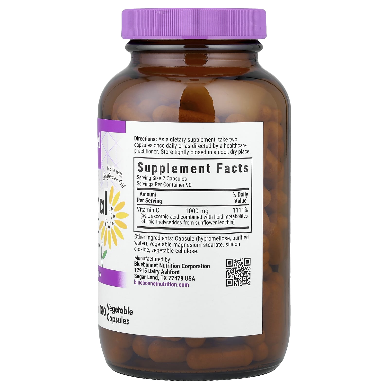 Bluebonnet Nutrition, Liposomal Vitamin C, 180 Vegetable Capsules (500 mg per Capsule)