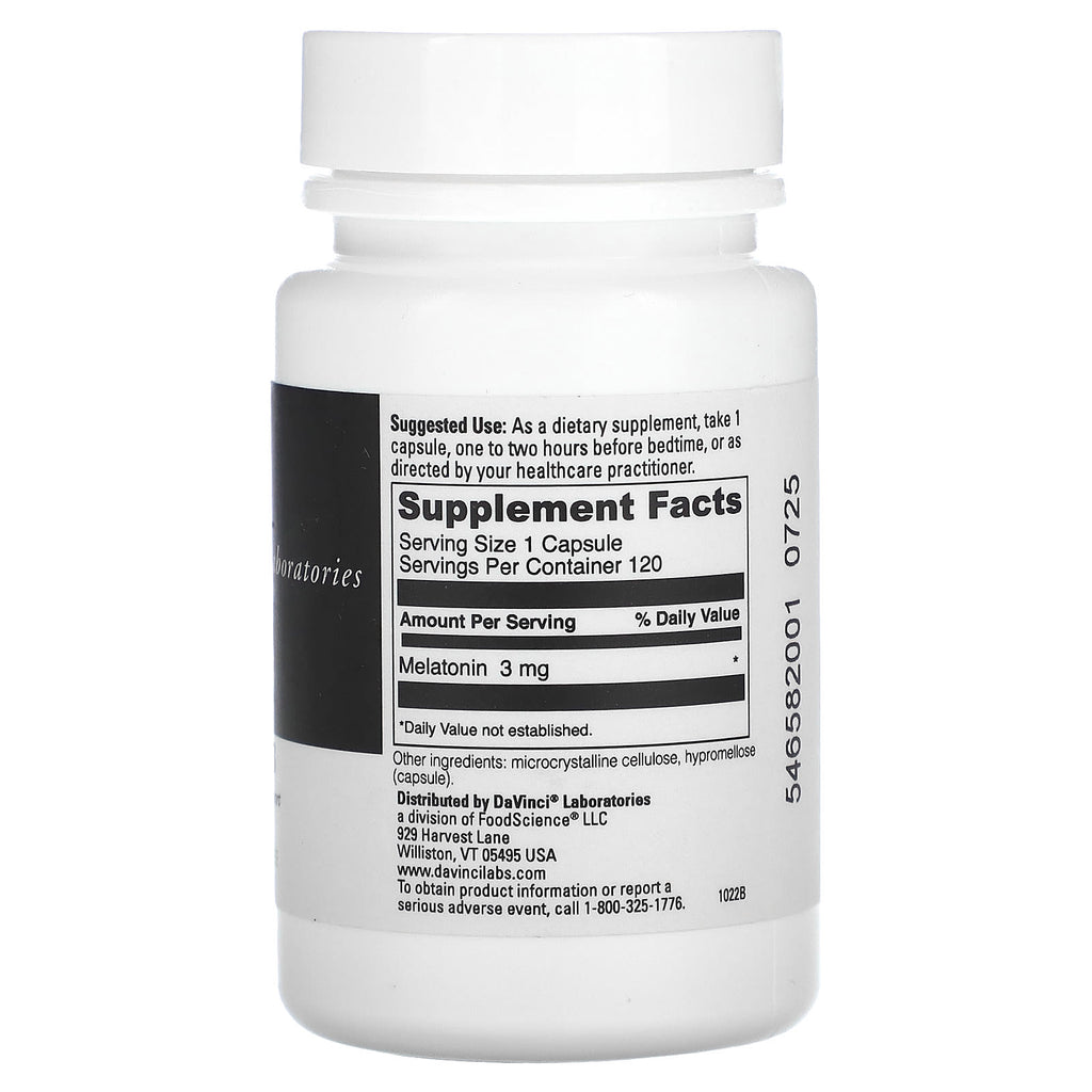 DaVinci Laboratories, Melatonin-3, 3 mg, 120 Capsules