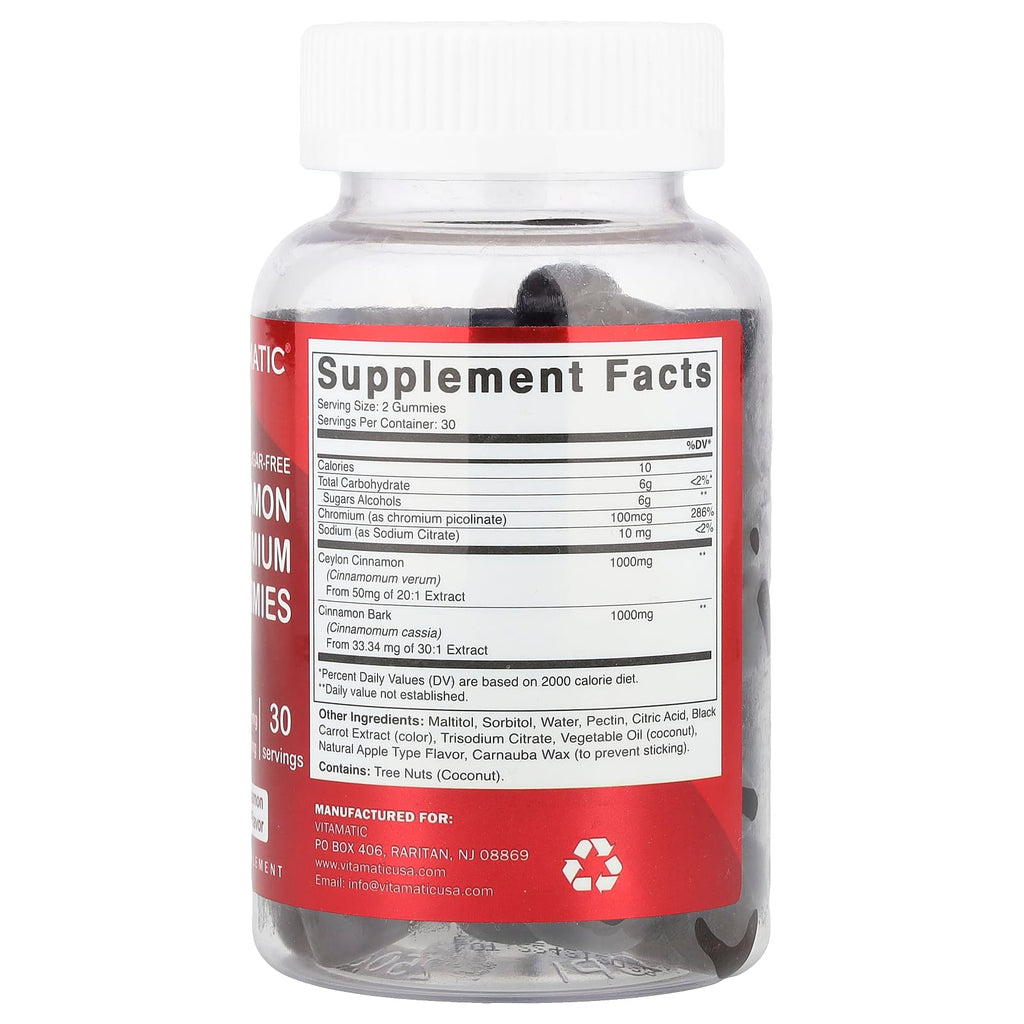 Vitamatic, Cinnamon Chromium Gummies, Natural Cinnamon & Apple Pie, 60 Gummies