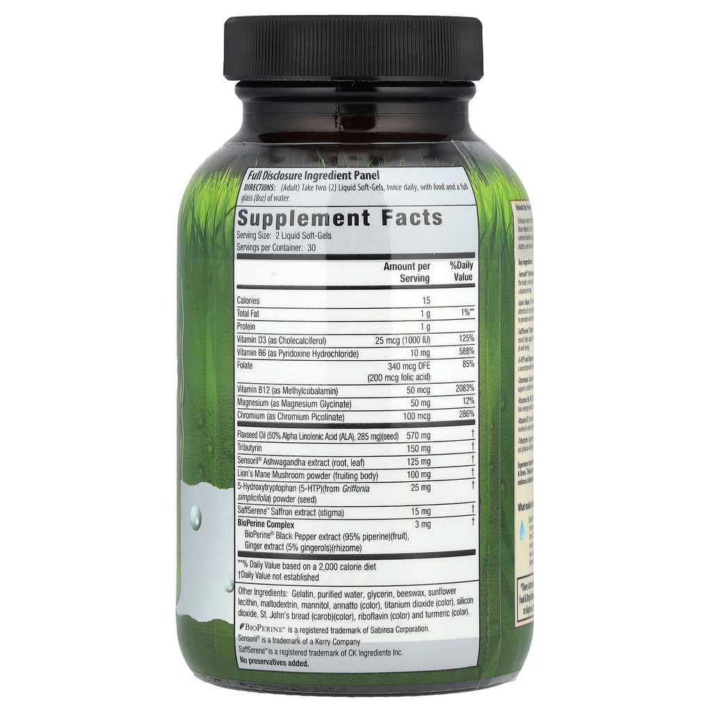 Irwin Naturals, Ashwagandha Healthy Brain Mood & Stress, 60 Liquid Soft-Gels