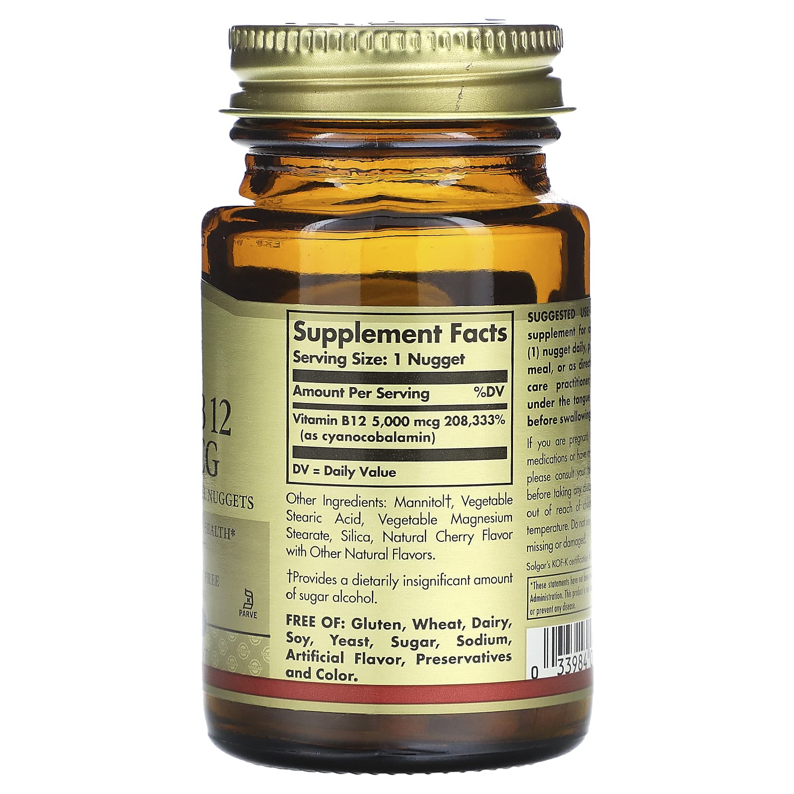 Solgar, Megasorb, Vitamin B12, 5,000 mcg, 30 Nuggets